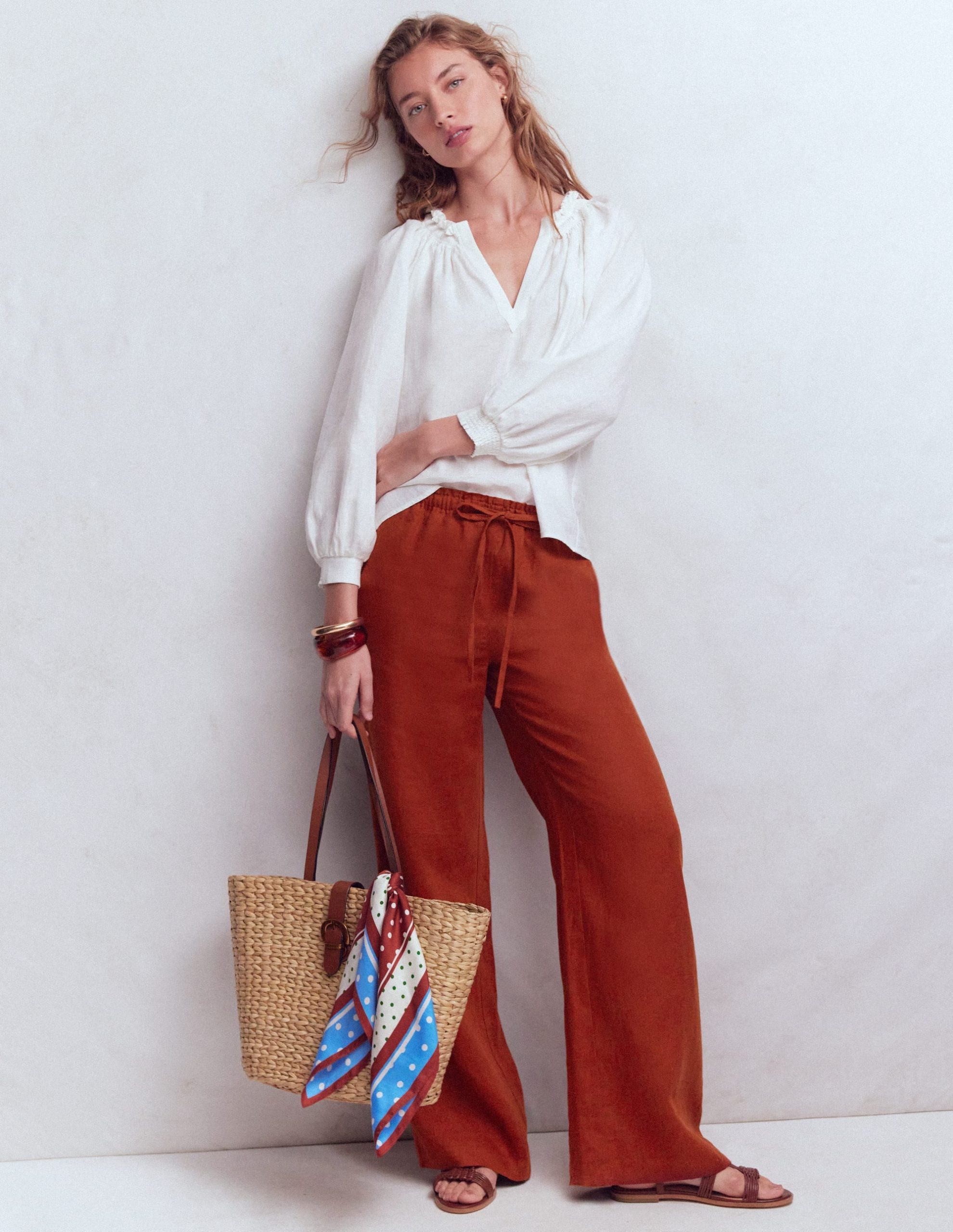 Islington Linen Pants-Burnt Orange - Image 4