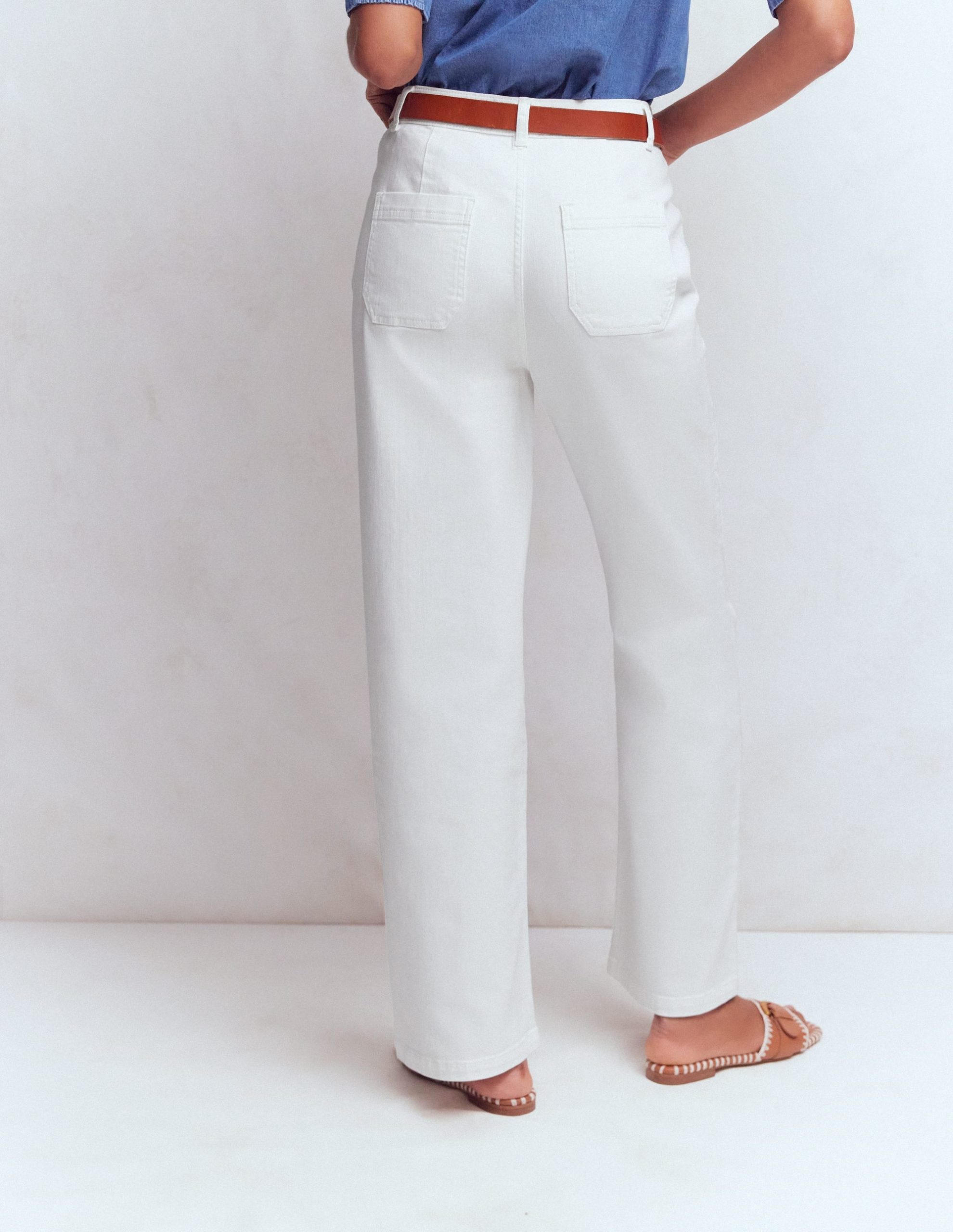 Straight Leg Pocket Jeans-White - Image 3