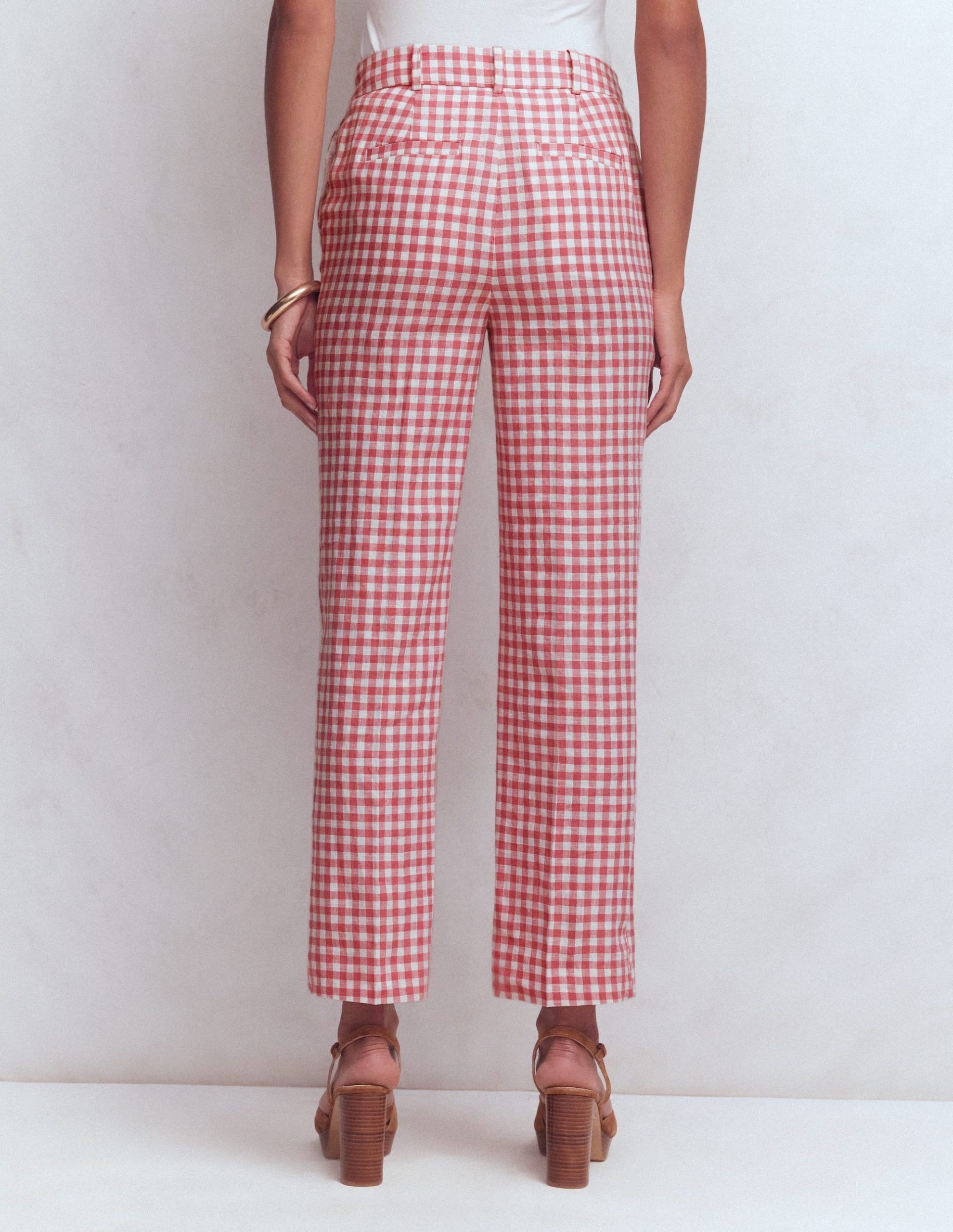 Canonbury 7/8 Linen Pants-Vintage Rose Gingham - Image 3