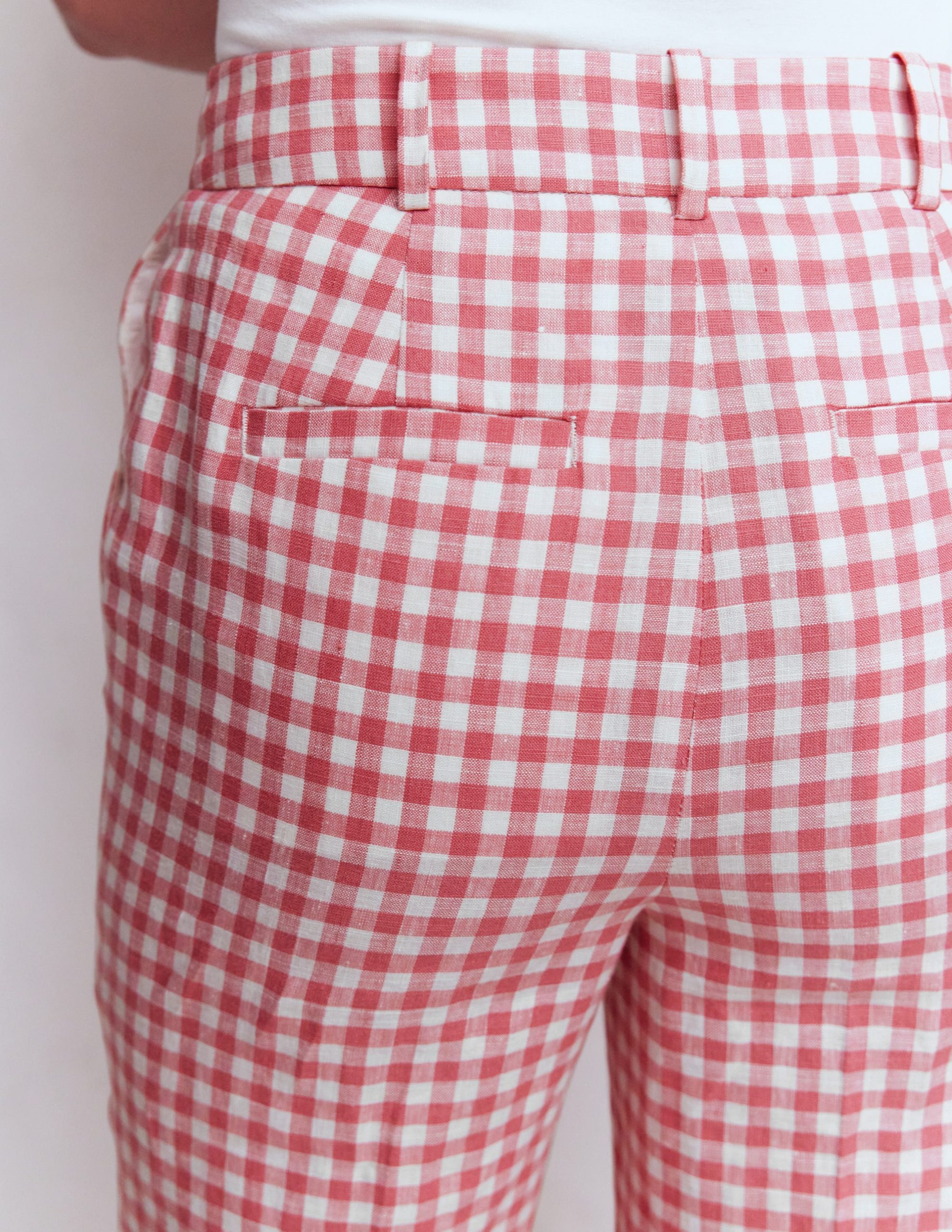 Canonbury 7/8 Linen Pants-Vintage Rose Gingham - Image 4