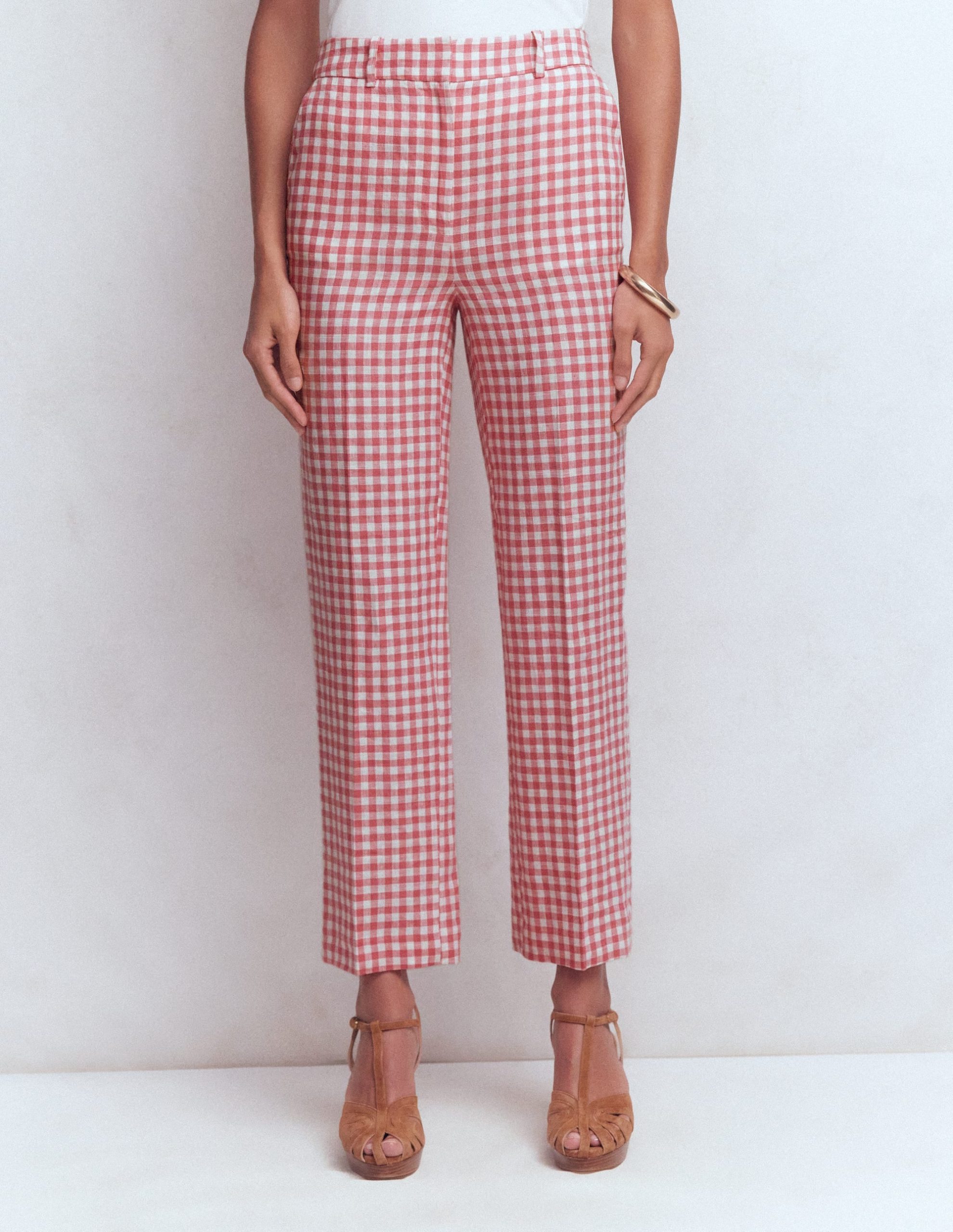 Canonbury 7/8 Linen Pants-Vintage Rose Gingham - Image 5