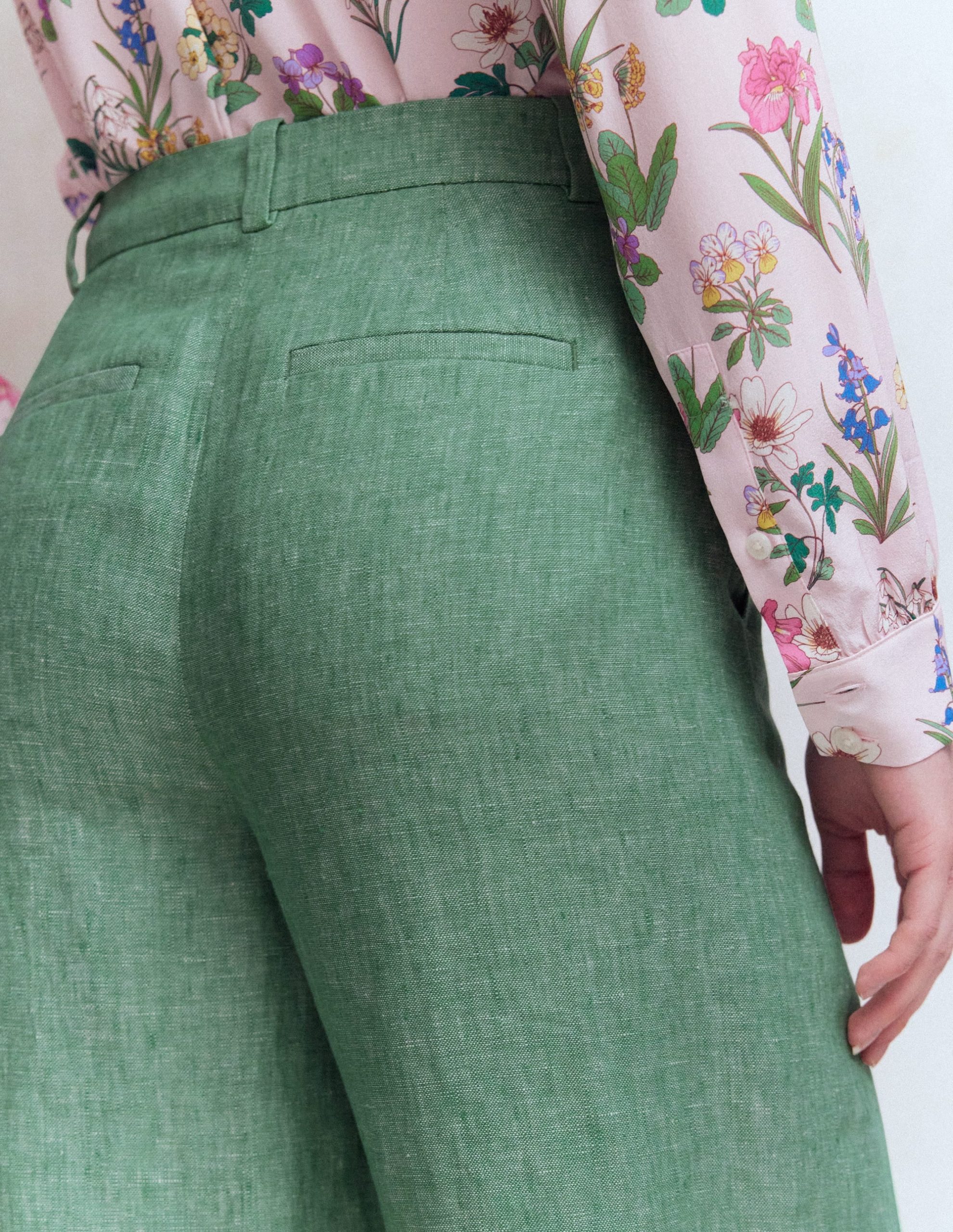 Belgravia Linen Pants-Aloe Green Chambray - Image 2