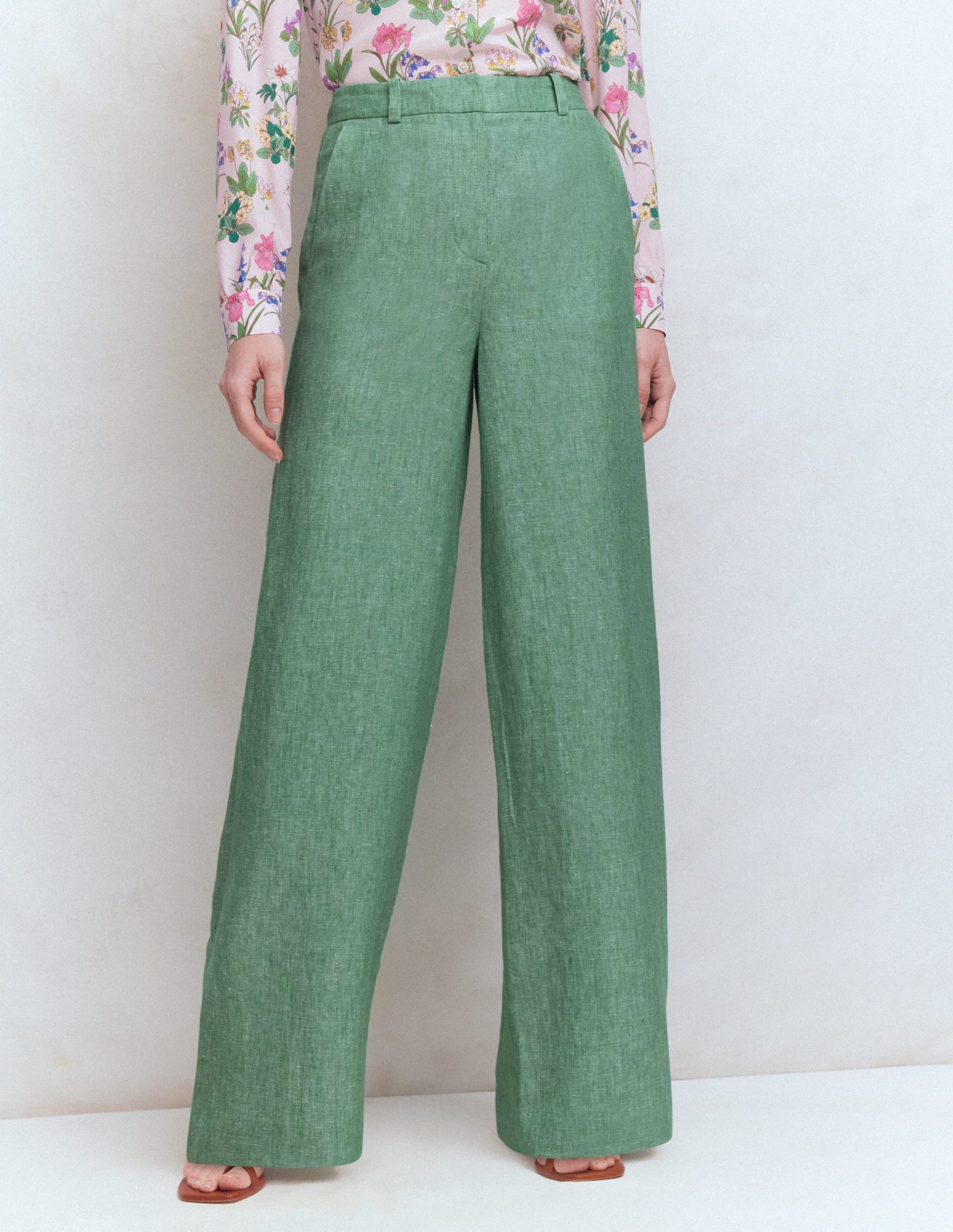 Belgravia Linen Pants-Aloe Green Chambray - Image 4