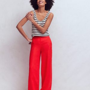 Belgravia Linen Pants-Bright Cherry
