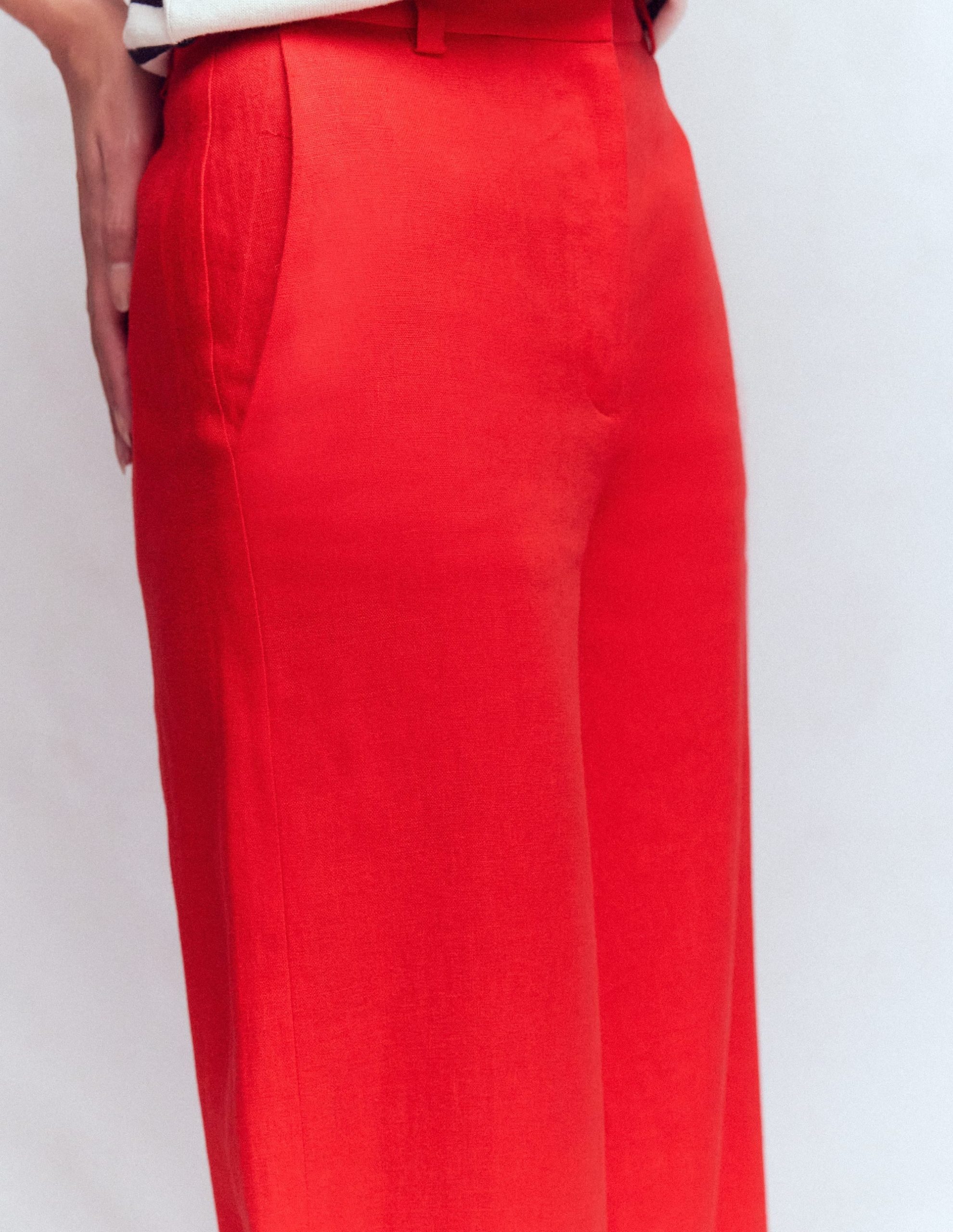 Belgravia Linen Pants-Bright Cherry - Image 2