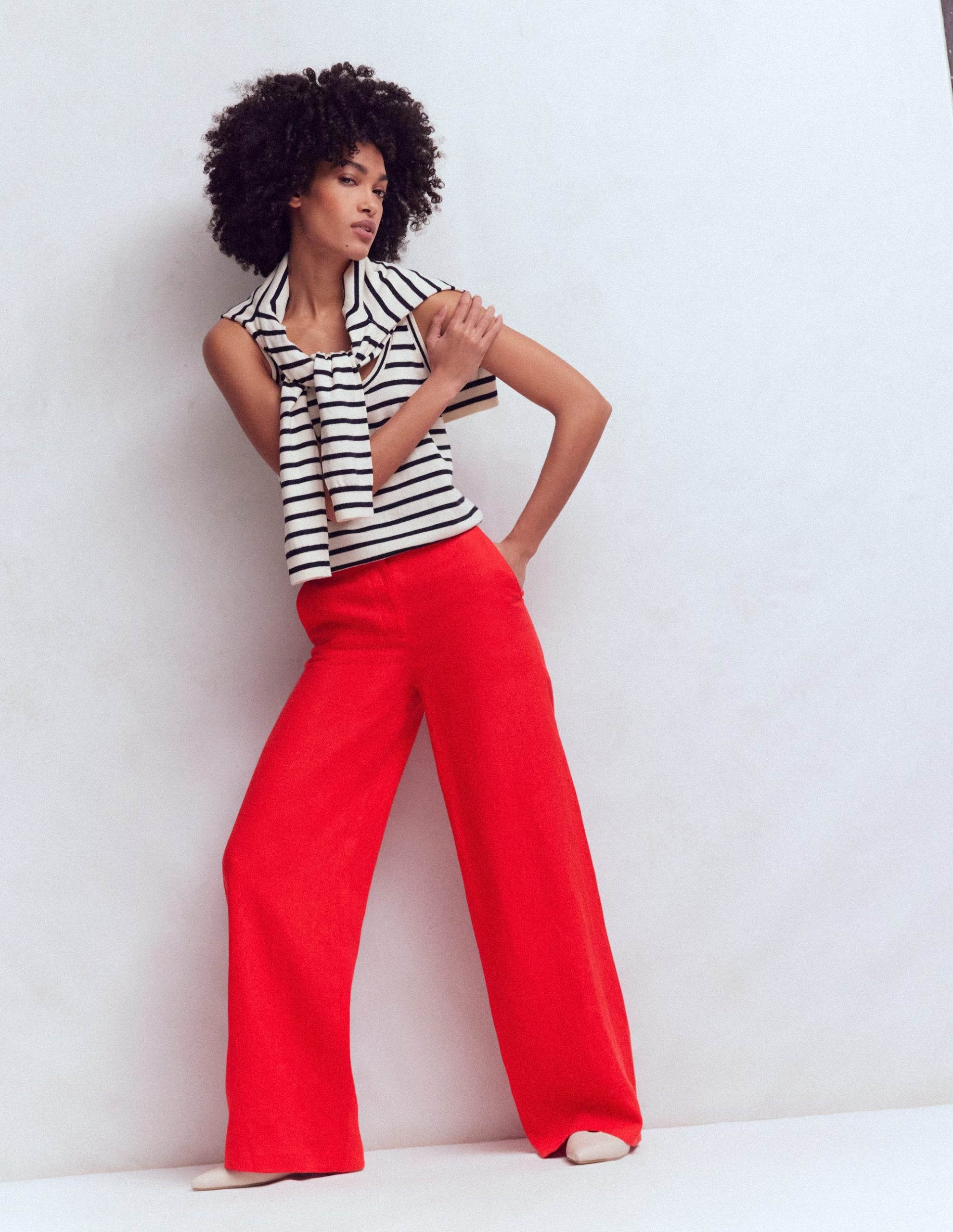 Belgravia Linen Pants-Bright Cherry - Image 5