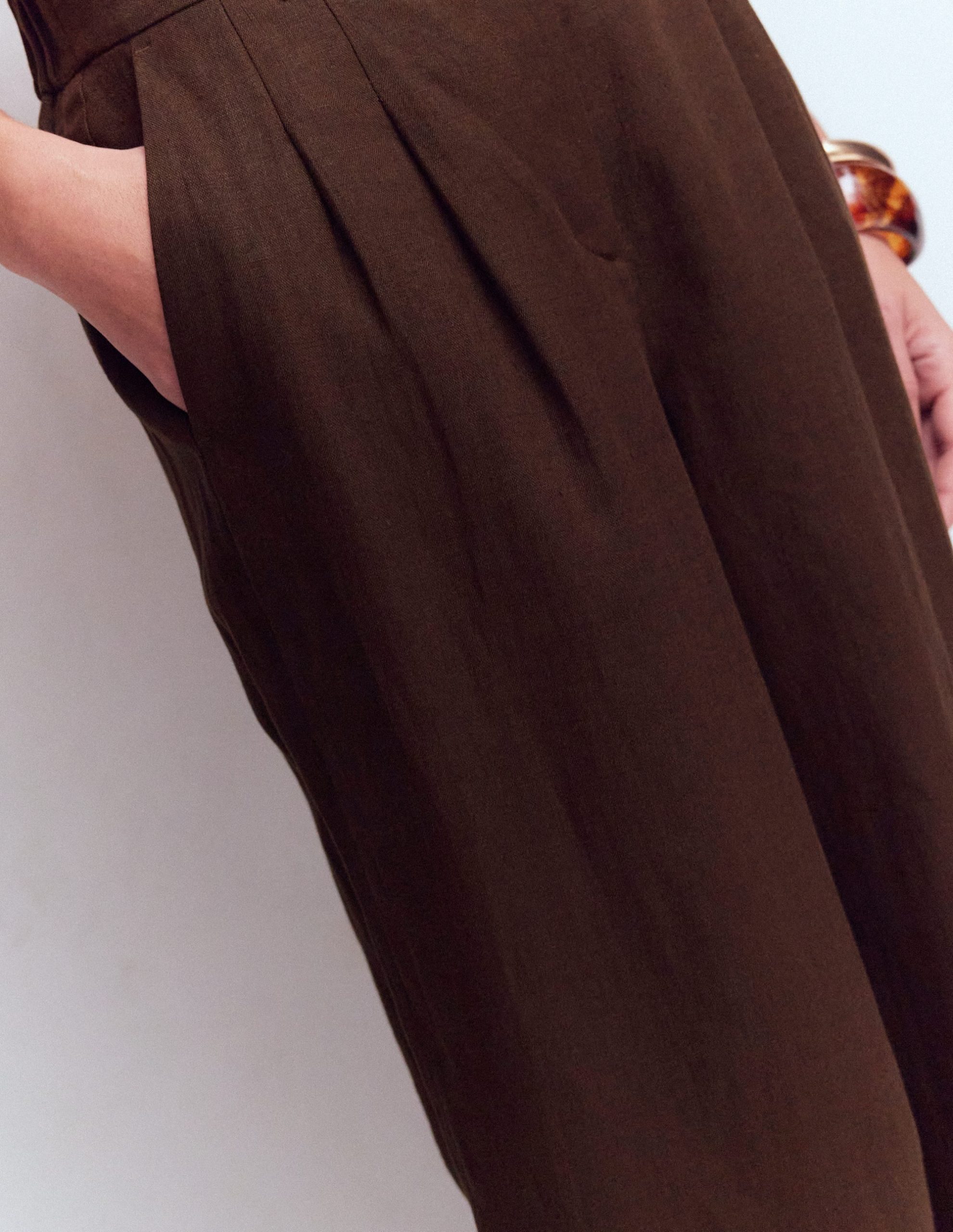 Kensington Linen Pants-Bitter Chocolate - Image 2