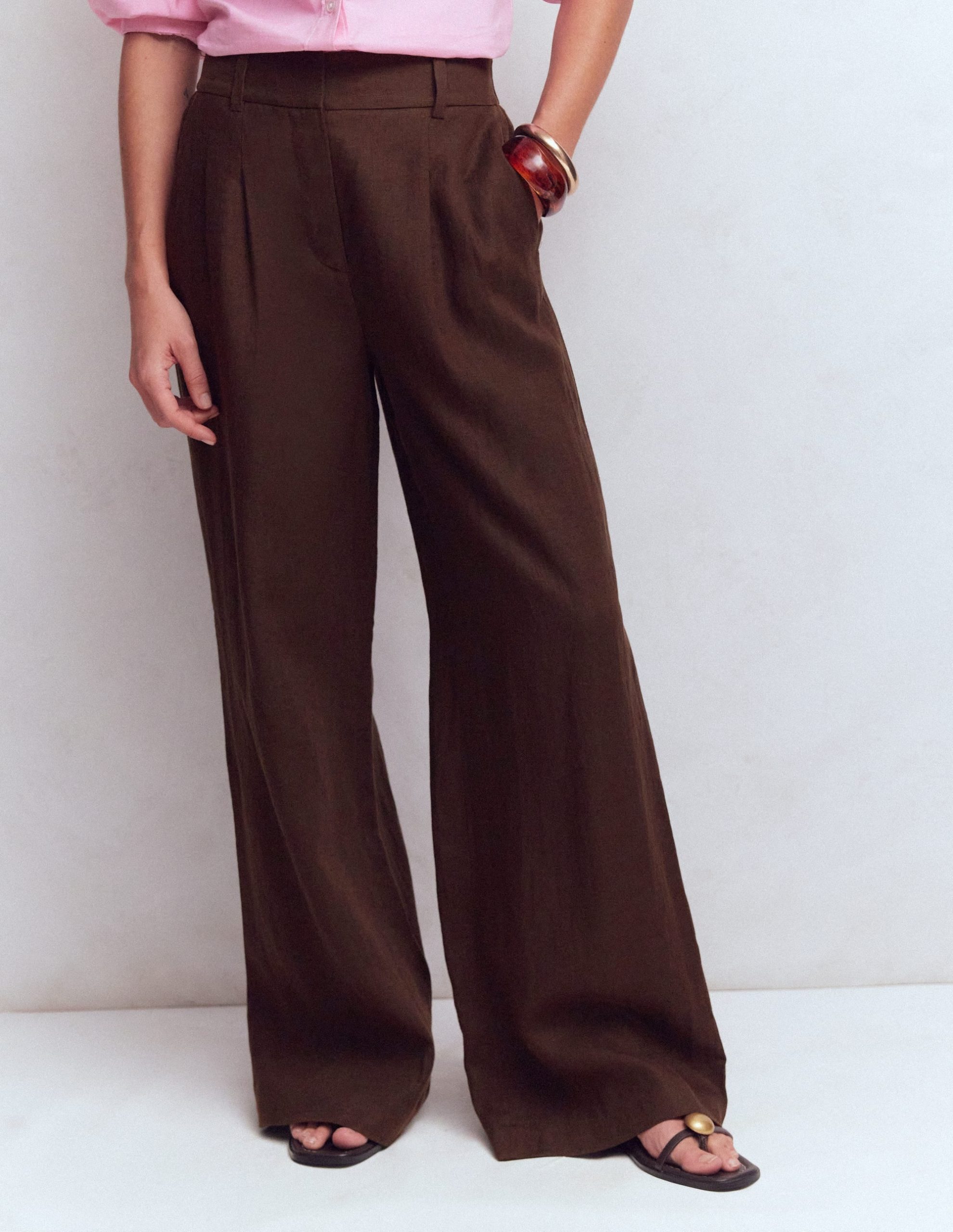 Kensington Linen Pants-Bitter Chocolate - Image 3