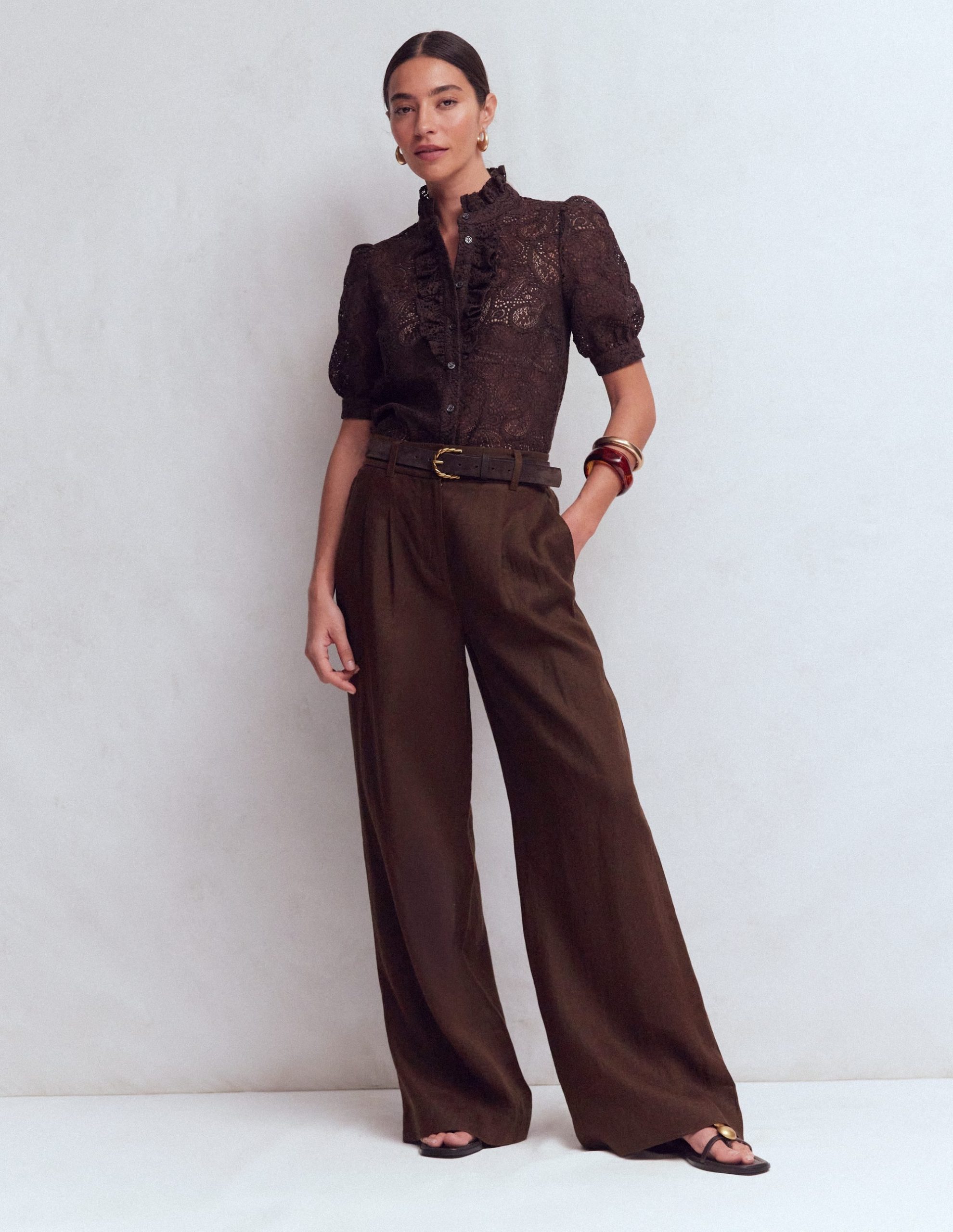 Kensington Linen Pants-Bitter Chocolate - Image 5