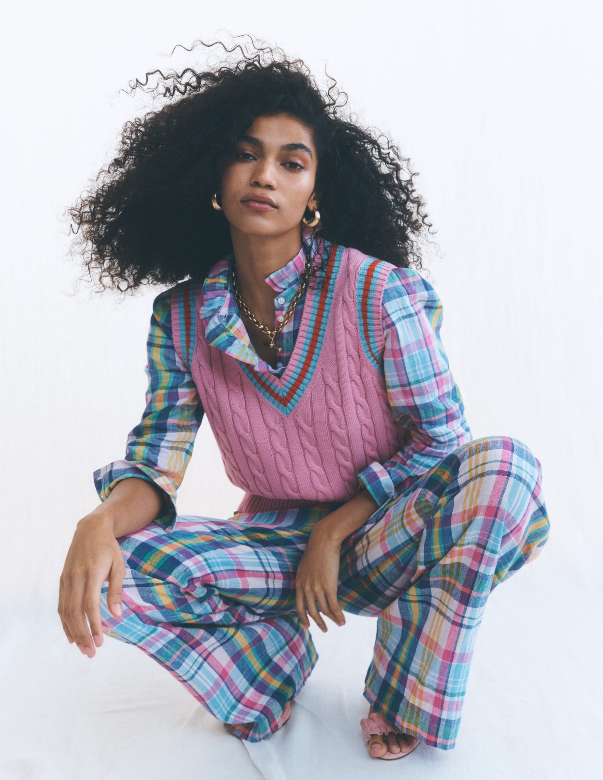 Kensington Linen Pants-Blue. Pink and Green Madras - Image 6