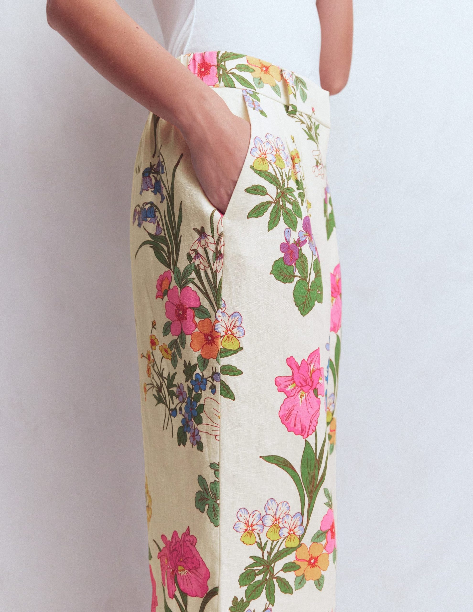 Kensington Linen Pants-Ivory. Delicate Blossom - Image 2
