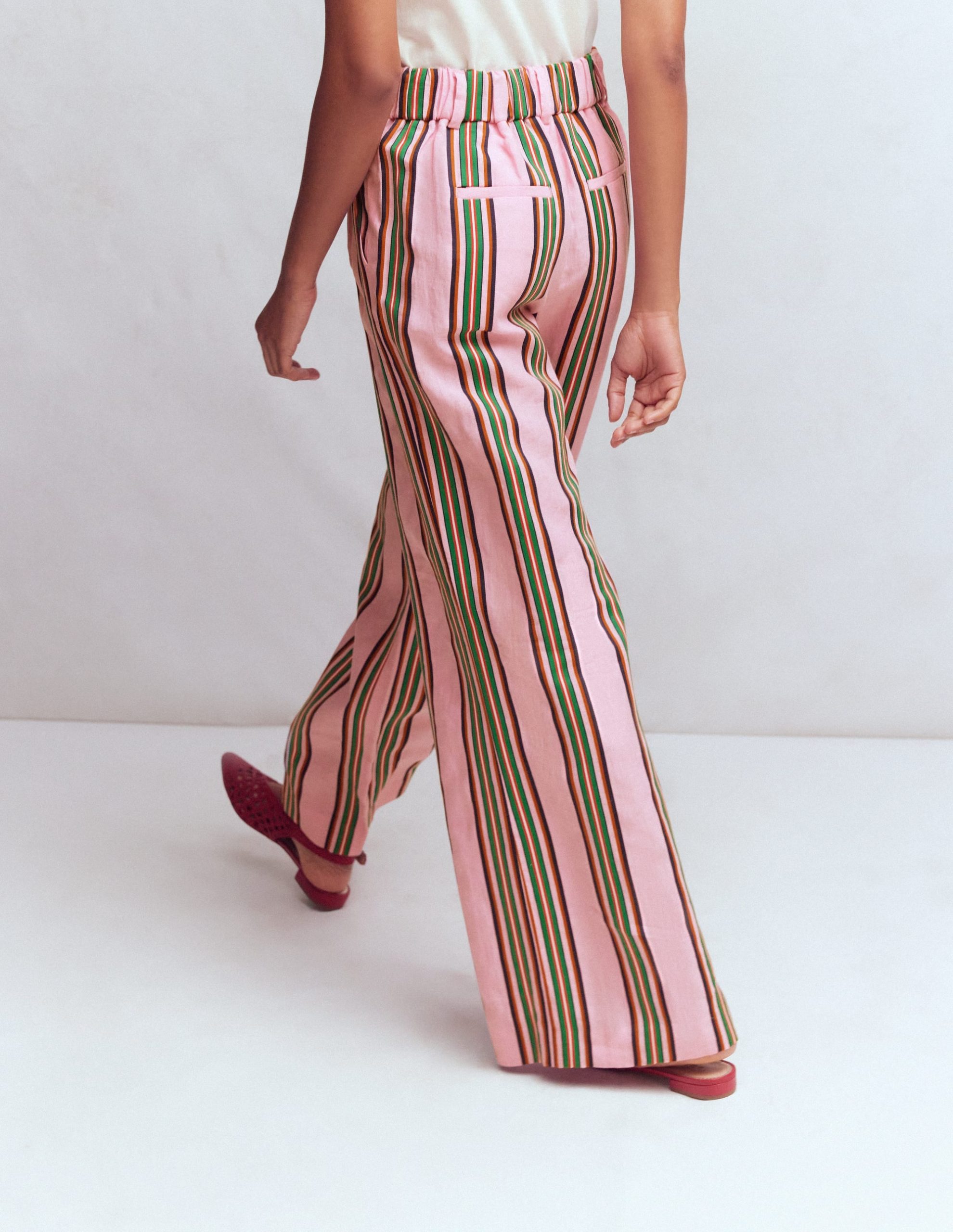 Kensington Linen Pants-Pink and Green Stripe - Image 3
