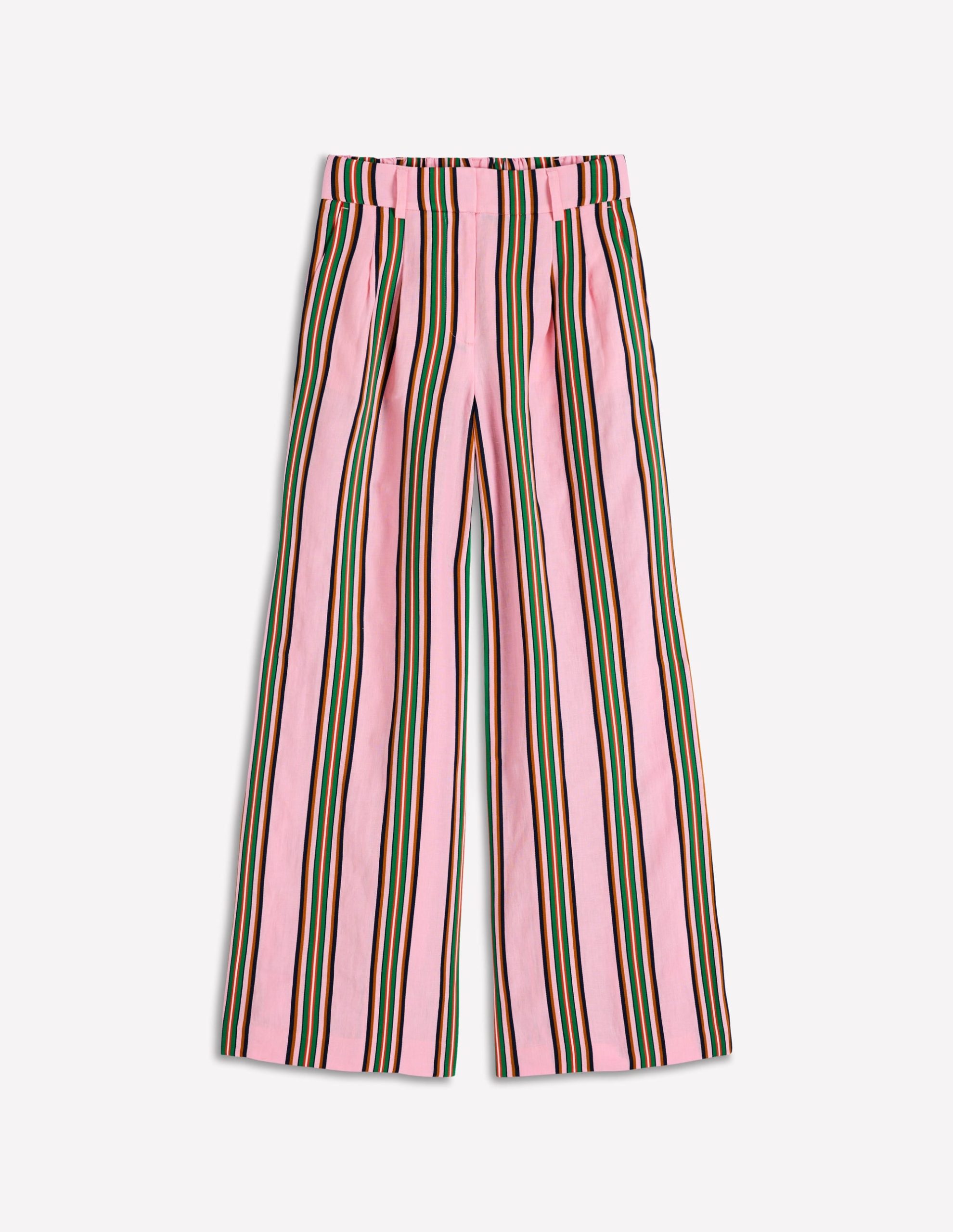 Kensington Linen Pants-Pink and Green Stripe - Image 7