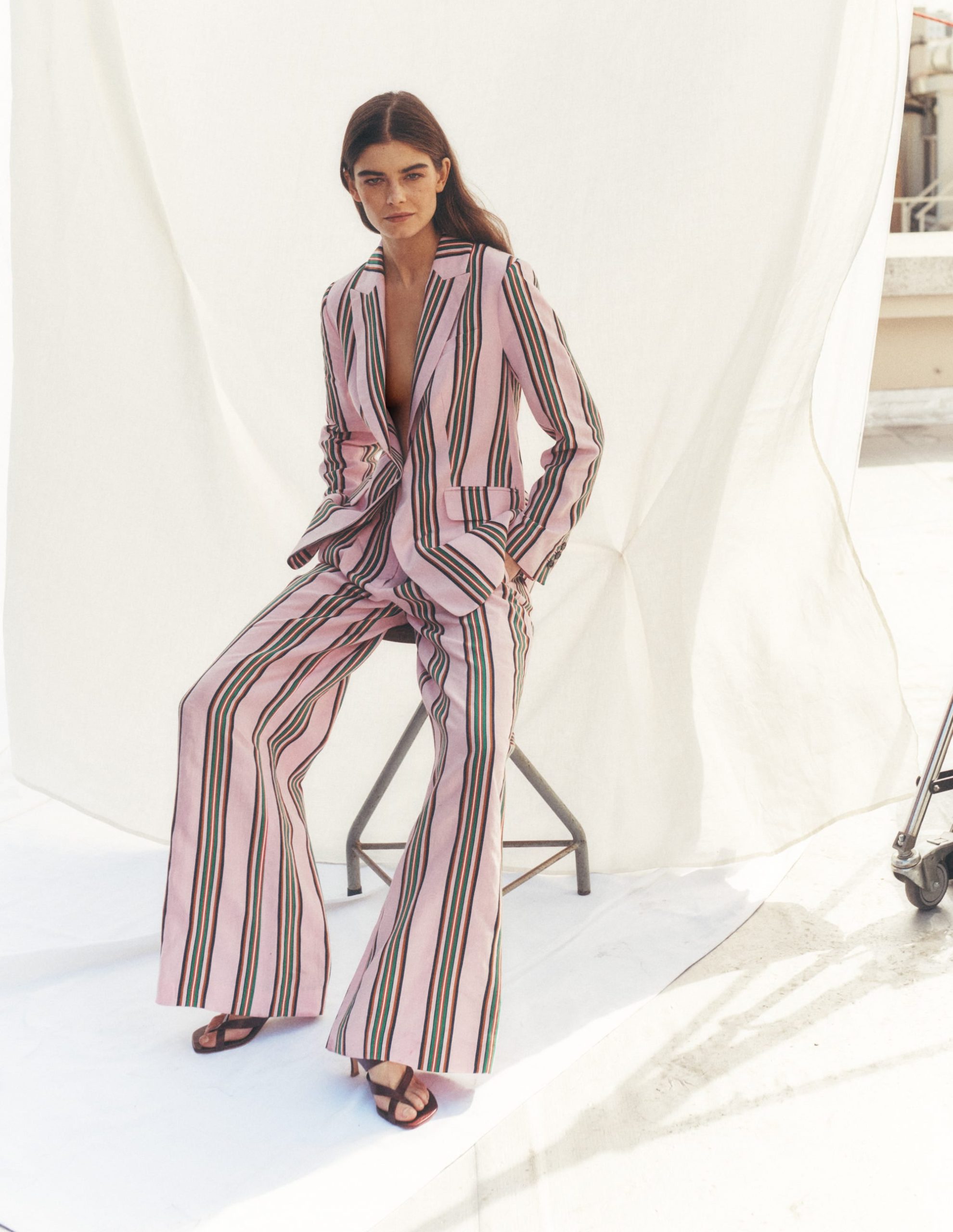 Kensington Linen Pants-Pink and Green Stripe - Image 6