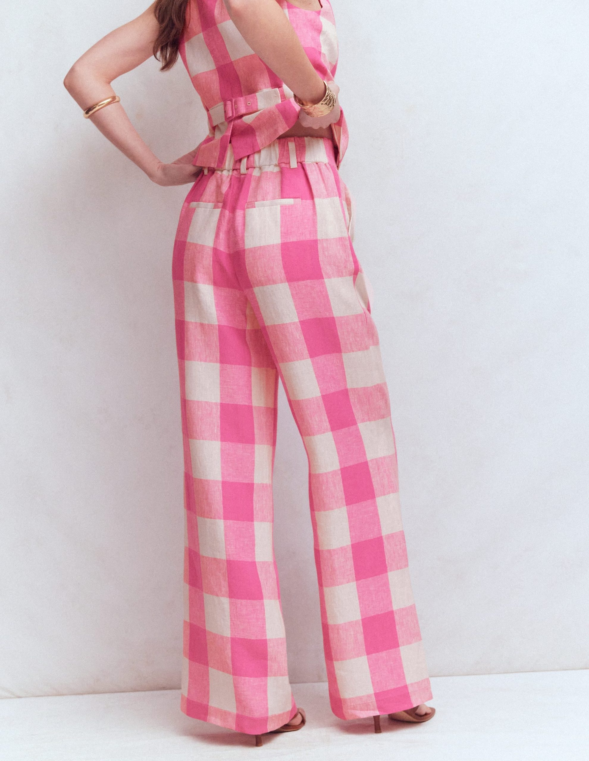 Kensington Linen Pants-Pink Punch Gingham - Image 3