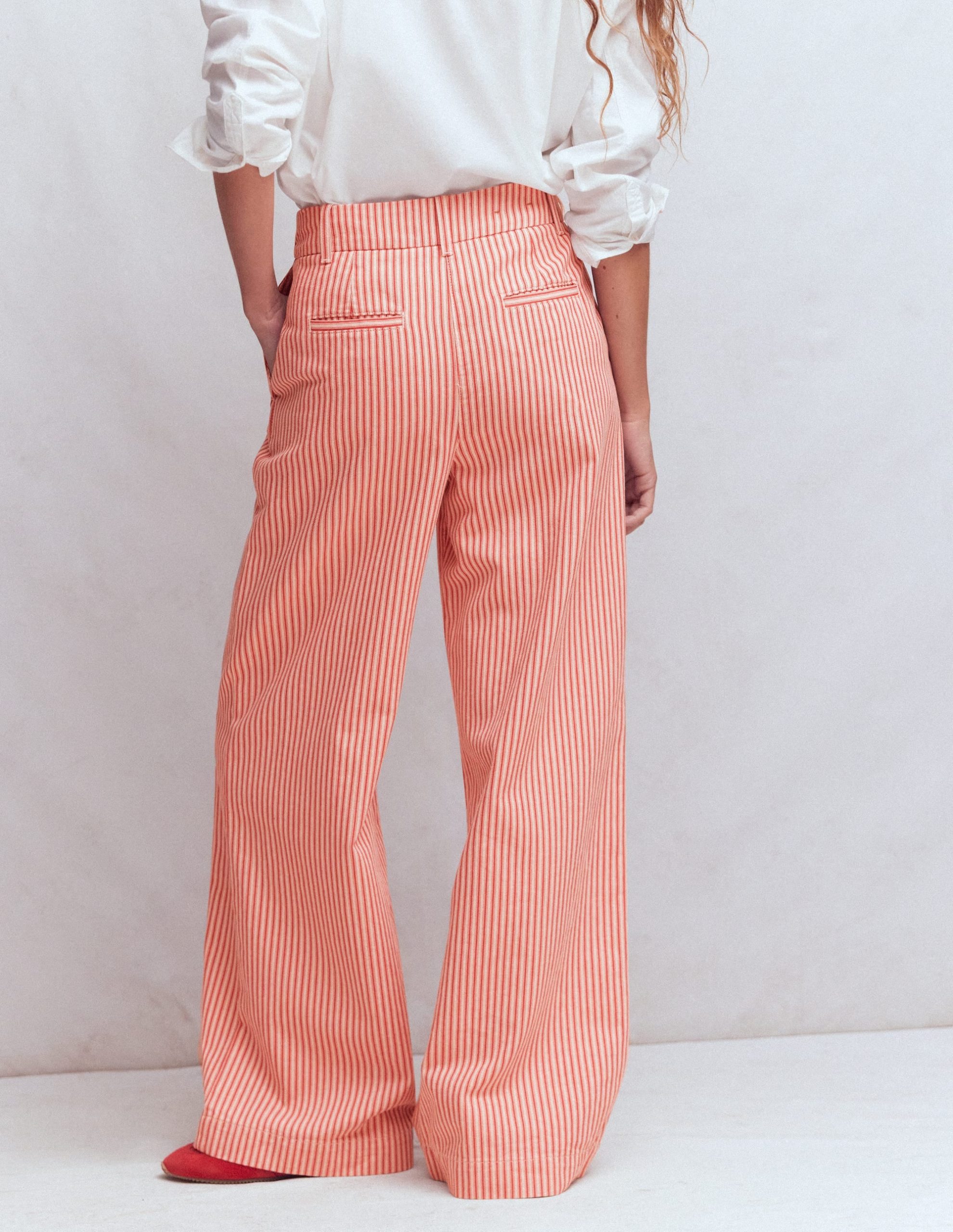 Kensington Wide Leg Pants-Red Ticking Stripe - Image 3