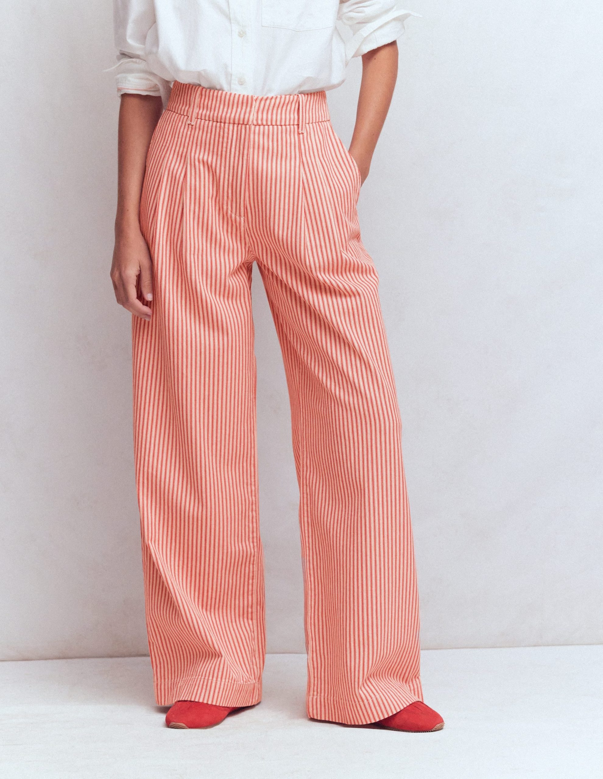 Kensington Wide Leg Pants-Red Ticking Stripe - Image 4