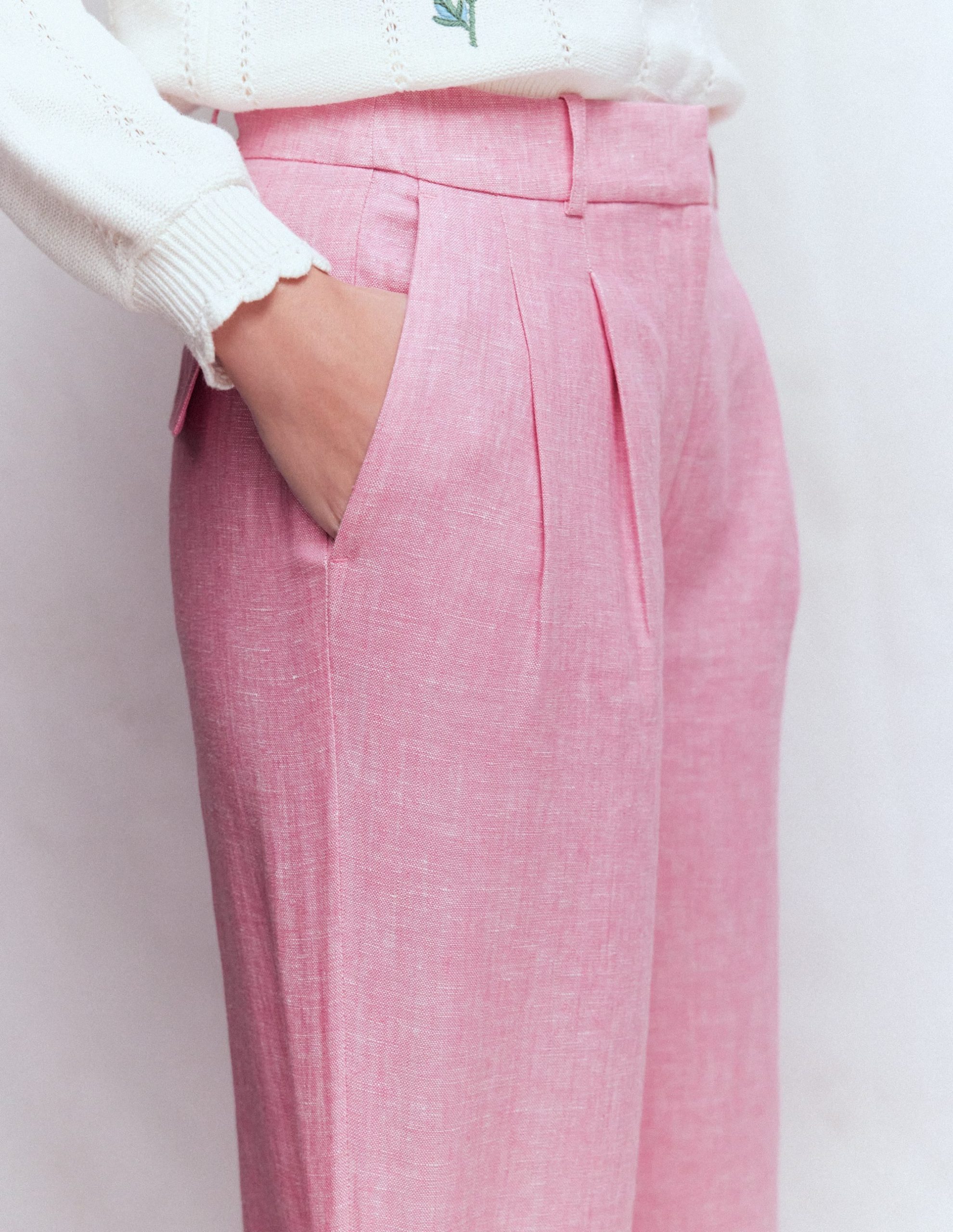 Bloomsbury Linen Pants-Meadowsweet Pink Chambray - Image 2