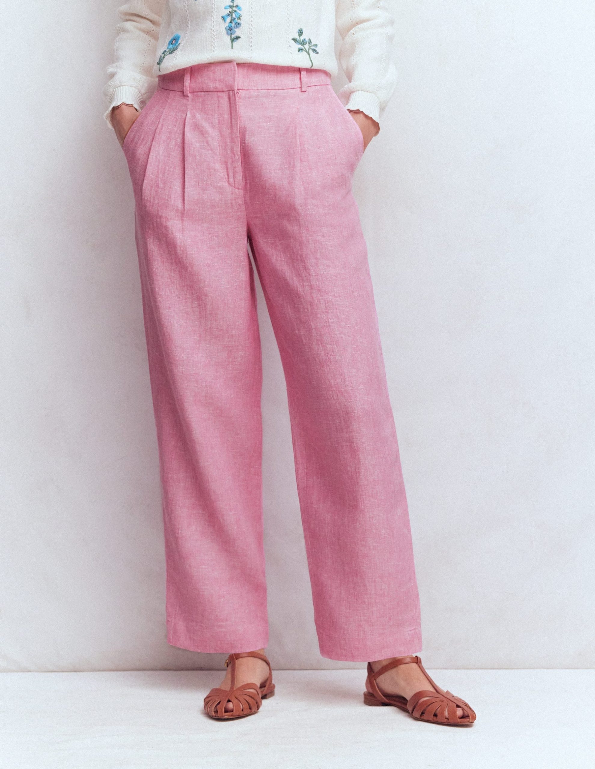 Bloomsbury Linen Pants-Meadowsweet Pink Chambray - Image 4