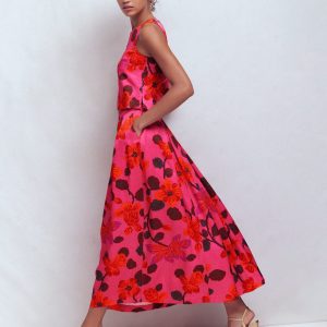 Verity Maxi Skirt-Pink. Elaborate Blossom