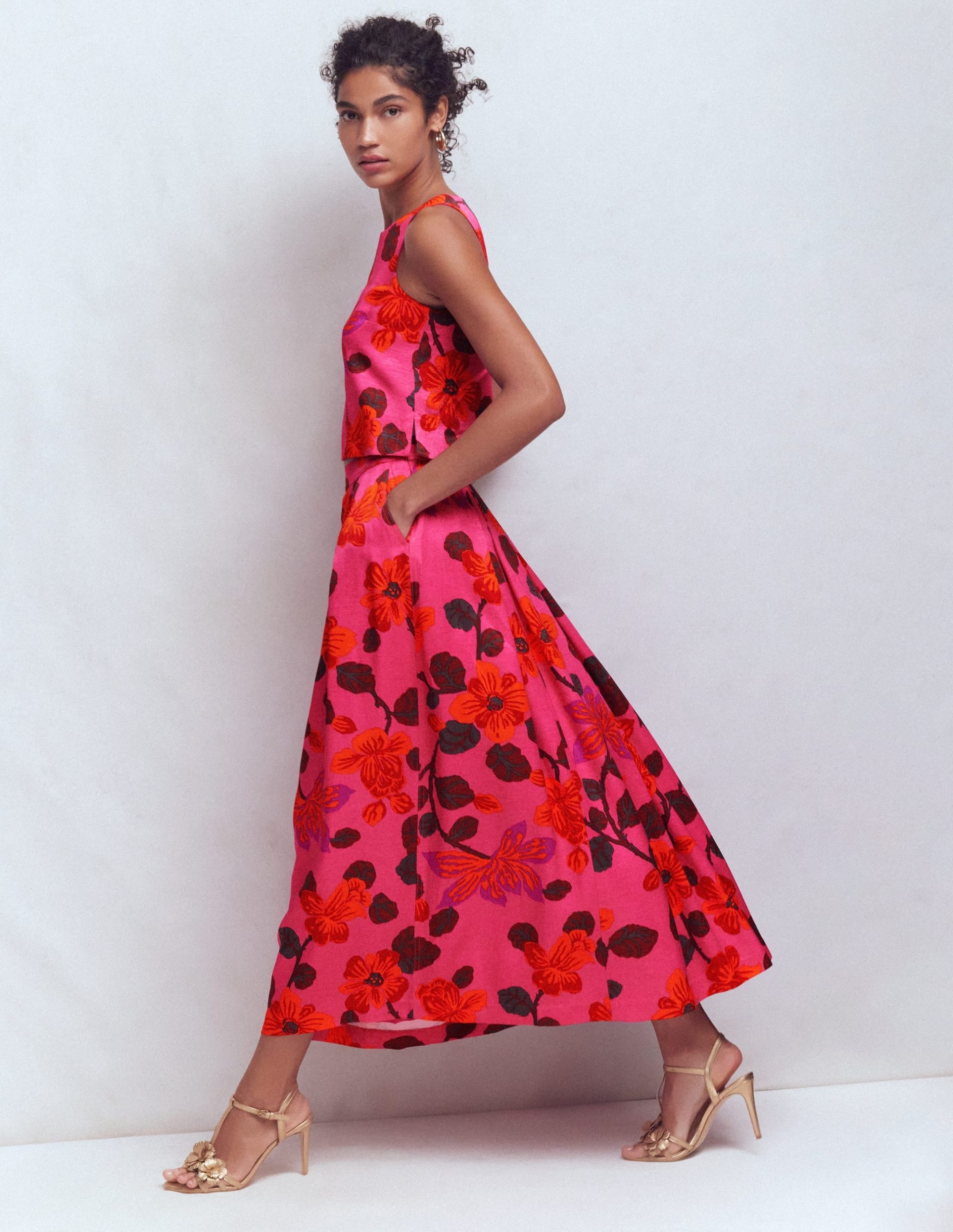 Verity Maxi Skirt-Pink. Elaborate Blossom