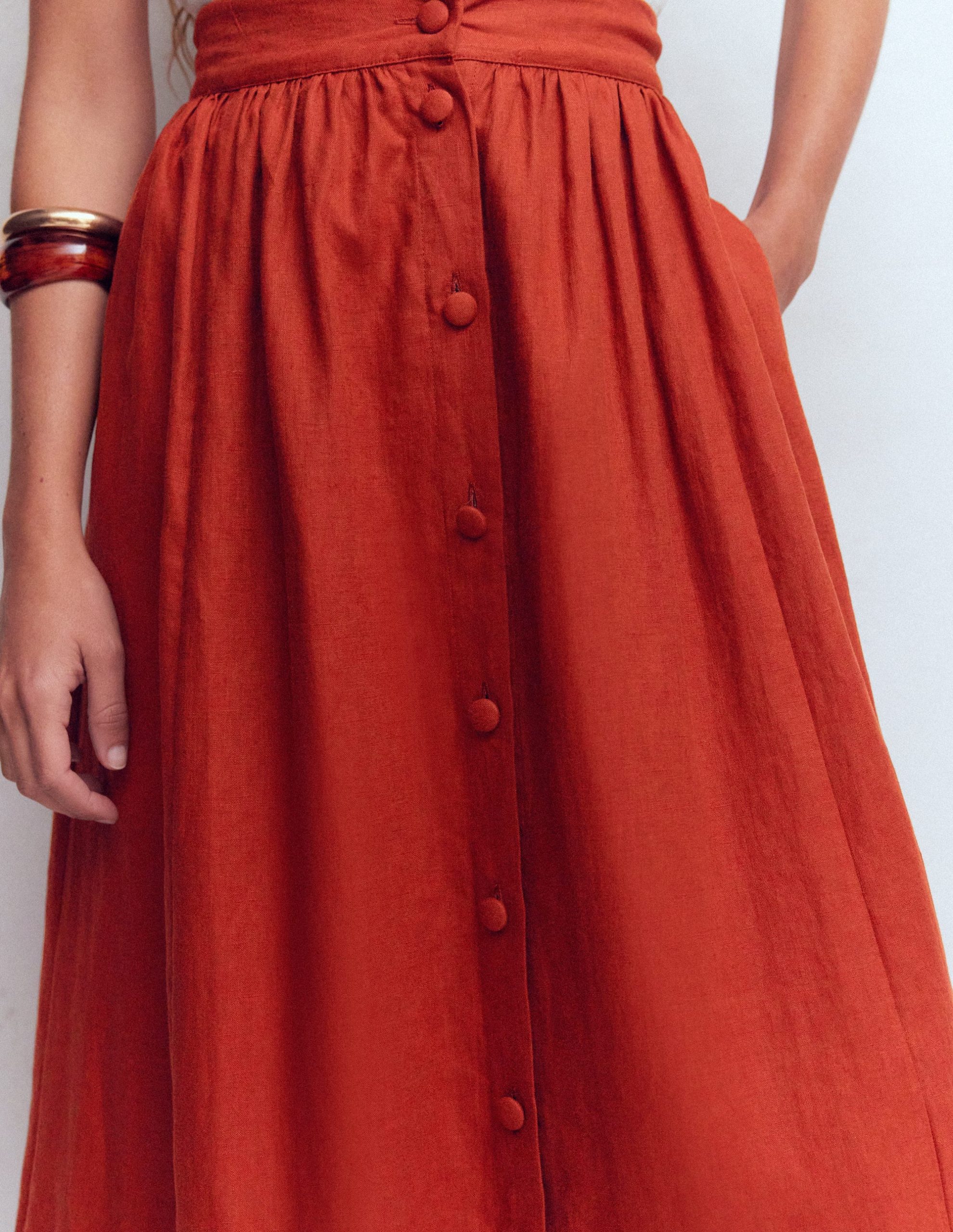 Emma Linen Maxi Skirt-Burnt Orange - Image 2