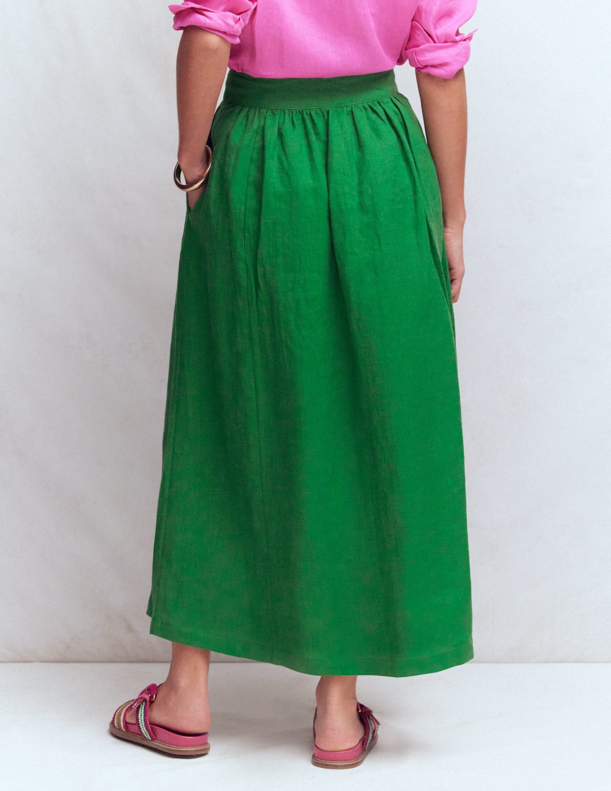 Emma Linen Maxi Skirt-Highland Green - Image 3