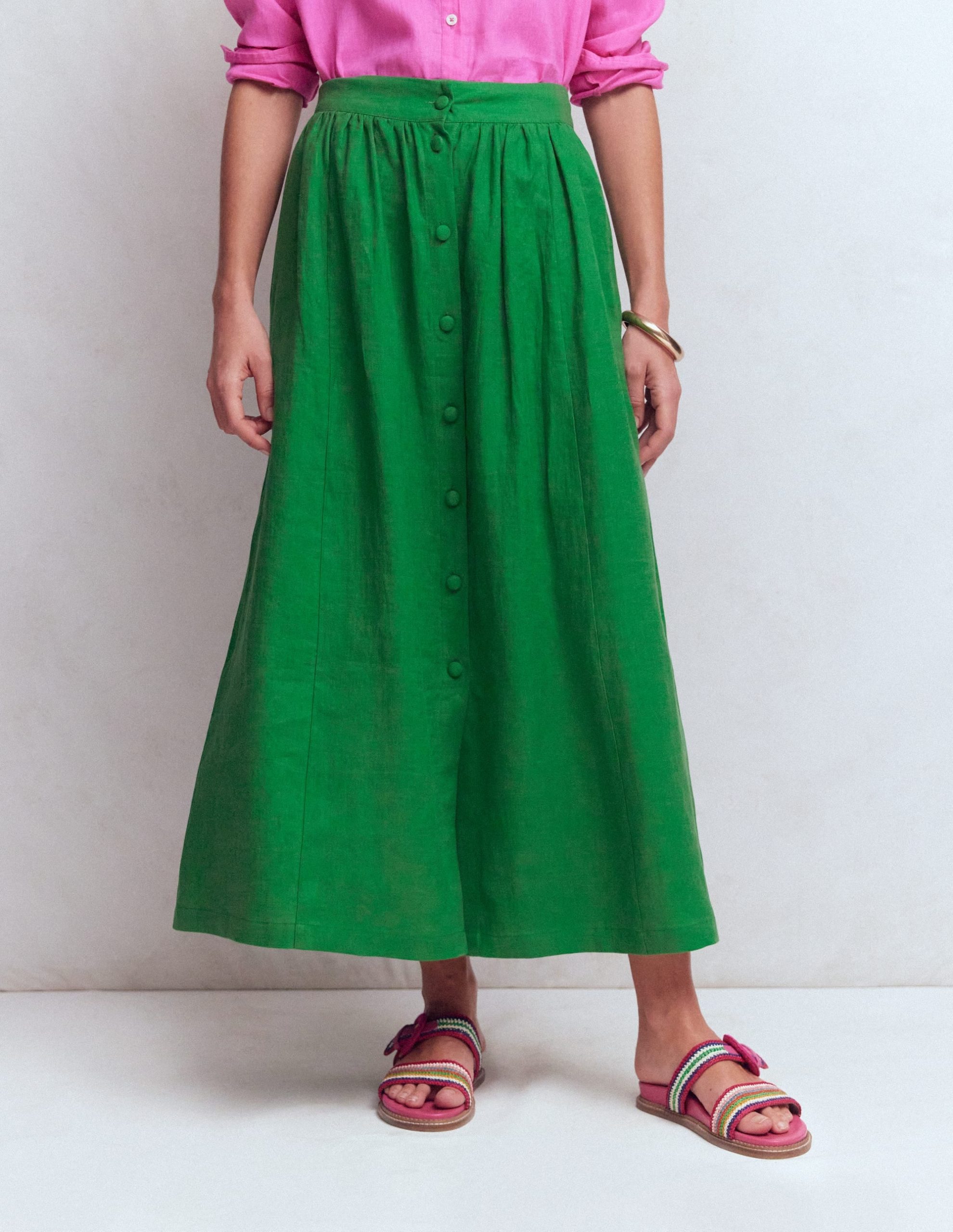 Emma Linen Maxi Skirt-Highland Green - Image 5