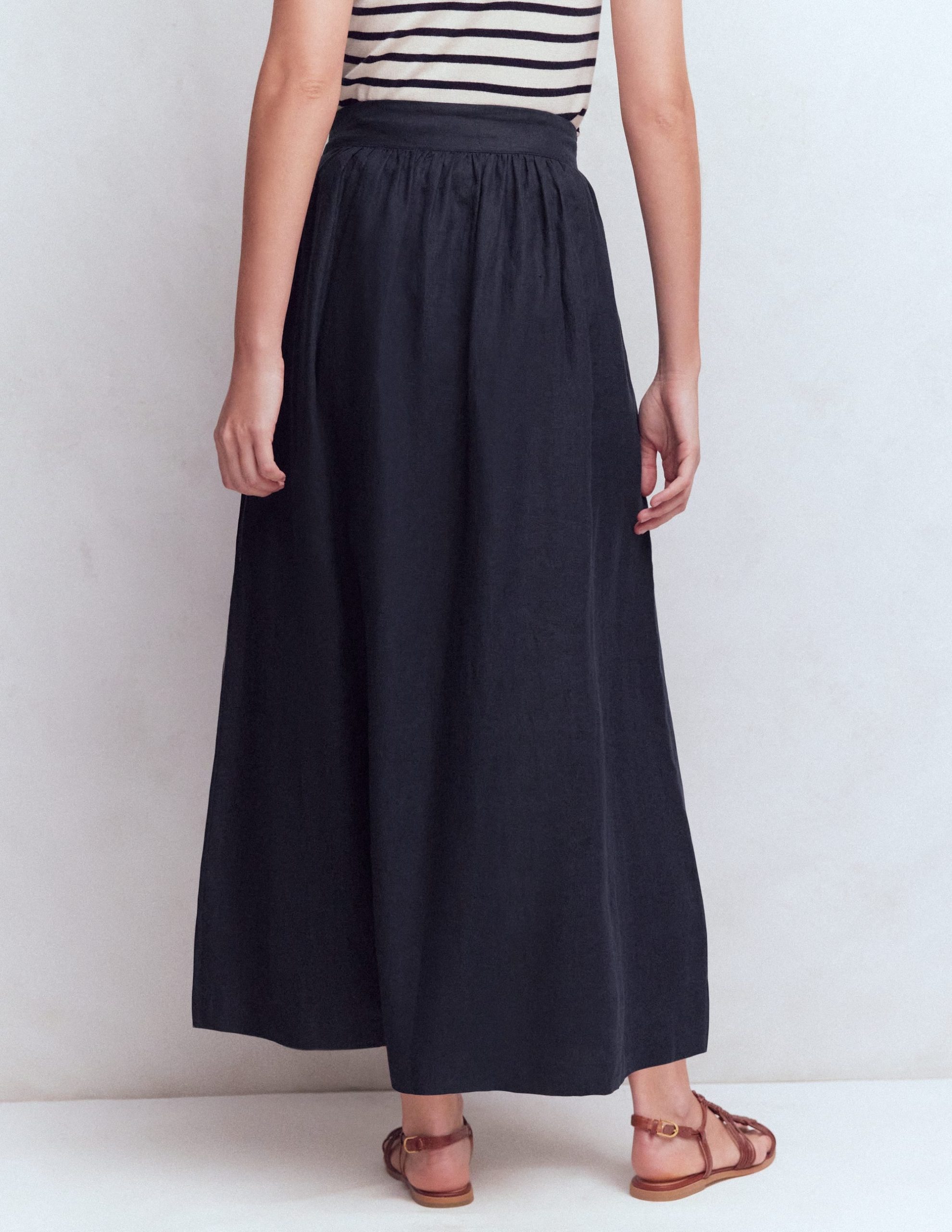 Emma Linen Maxi Skirt-Navy - Image 3