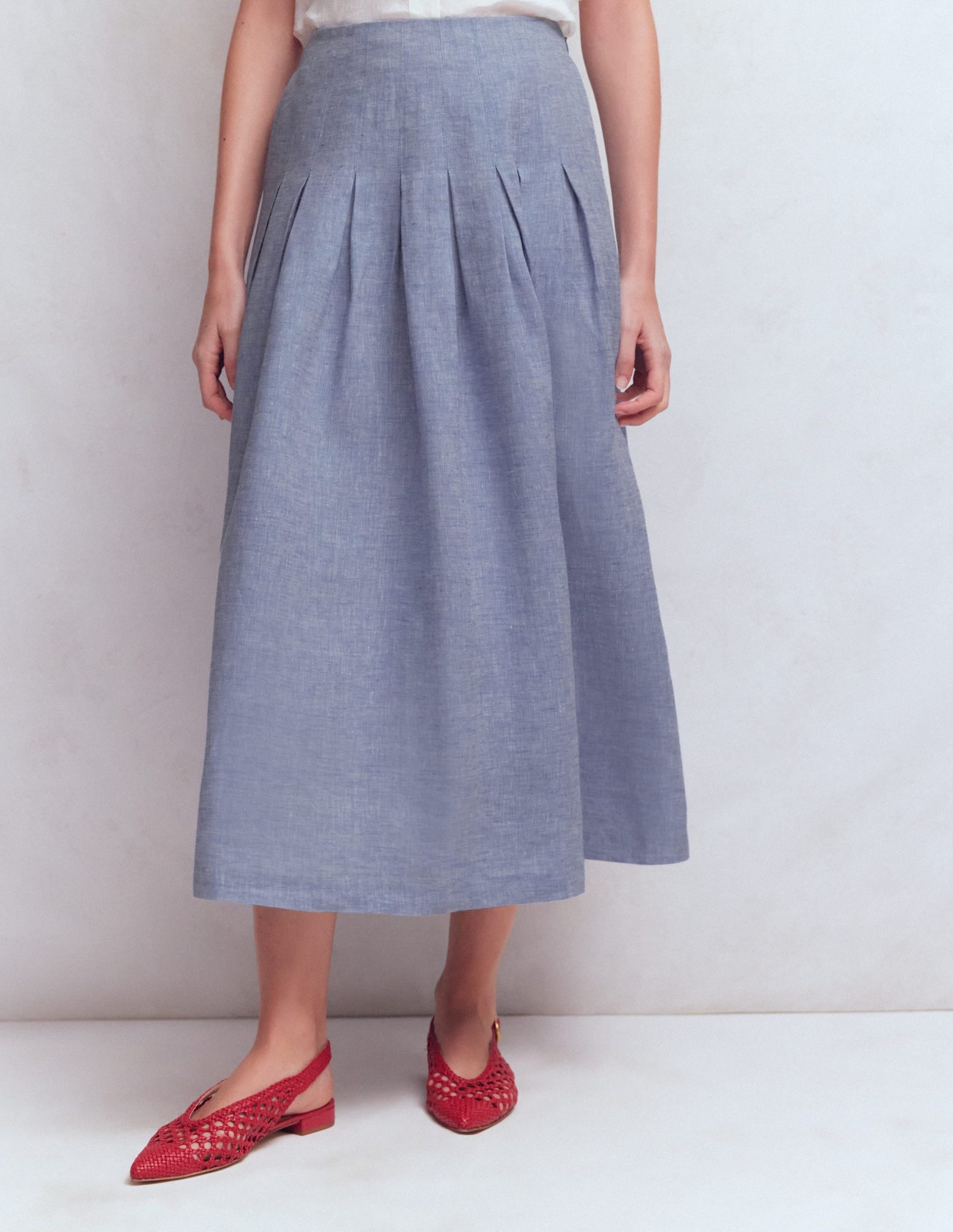 Valentina Linen Skirt-Blue Chambray - Image 4
