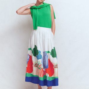 Valentina Linen Skirt-Multi. Abstract Valley