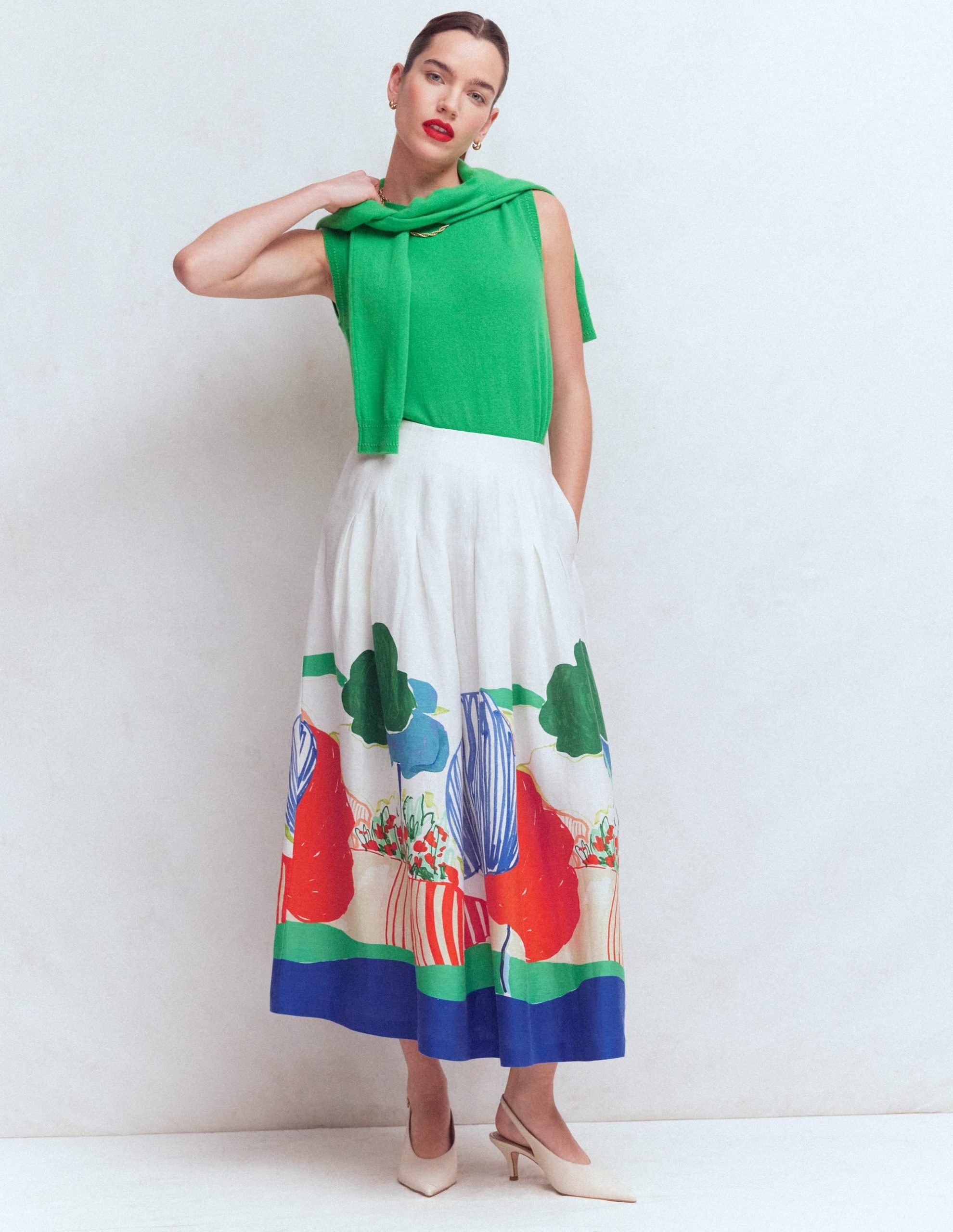 Valentina Linen Skirt-Multi. Abstract Valley