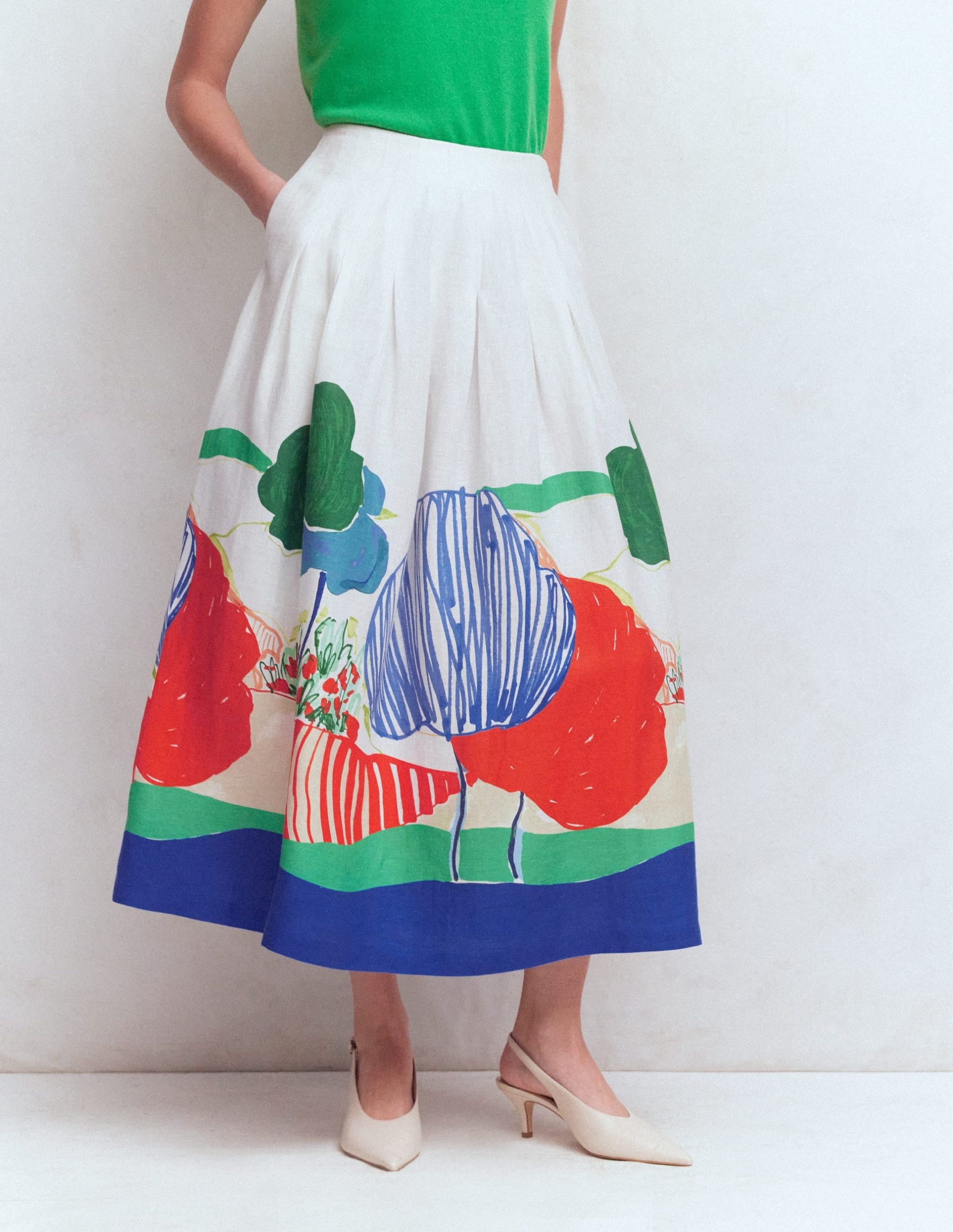 Valentina Linen Skirt-Multi. Abstract Valley - Image 4
