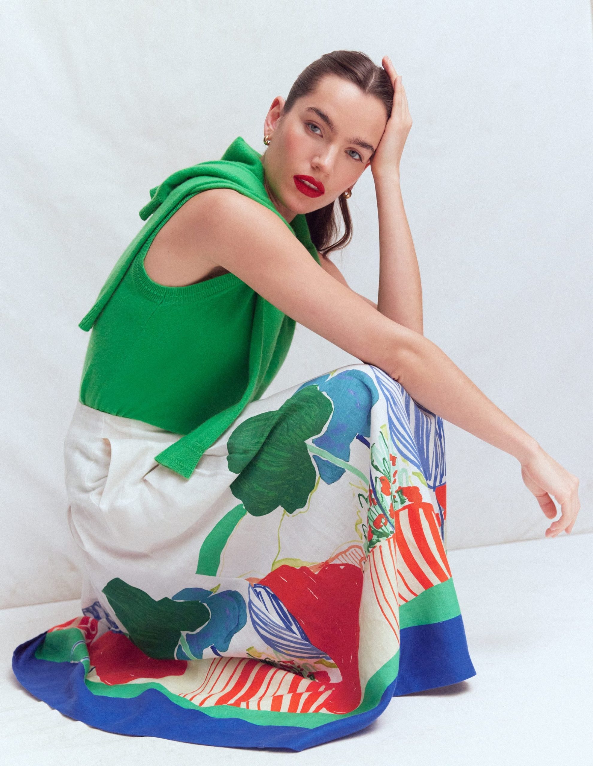 Valentina Linen Skirt-Multi. Abstract Valley - Image 5
