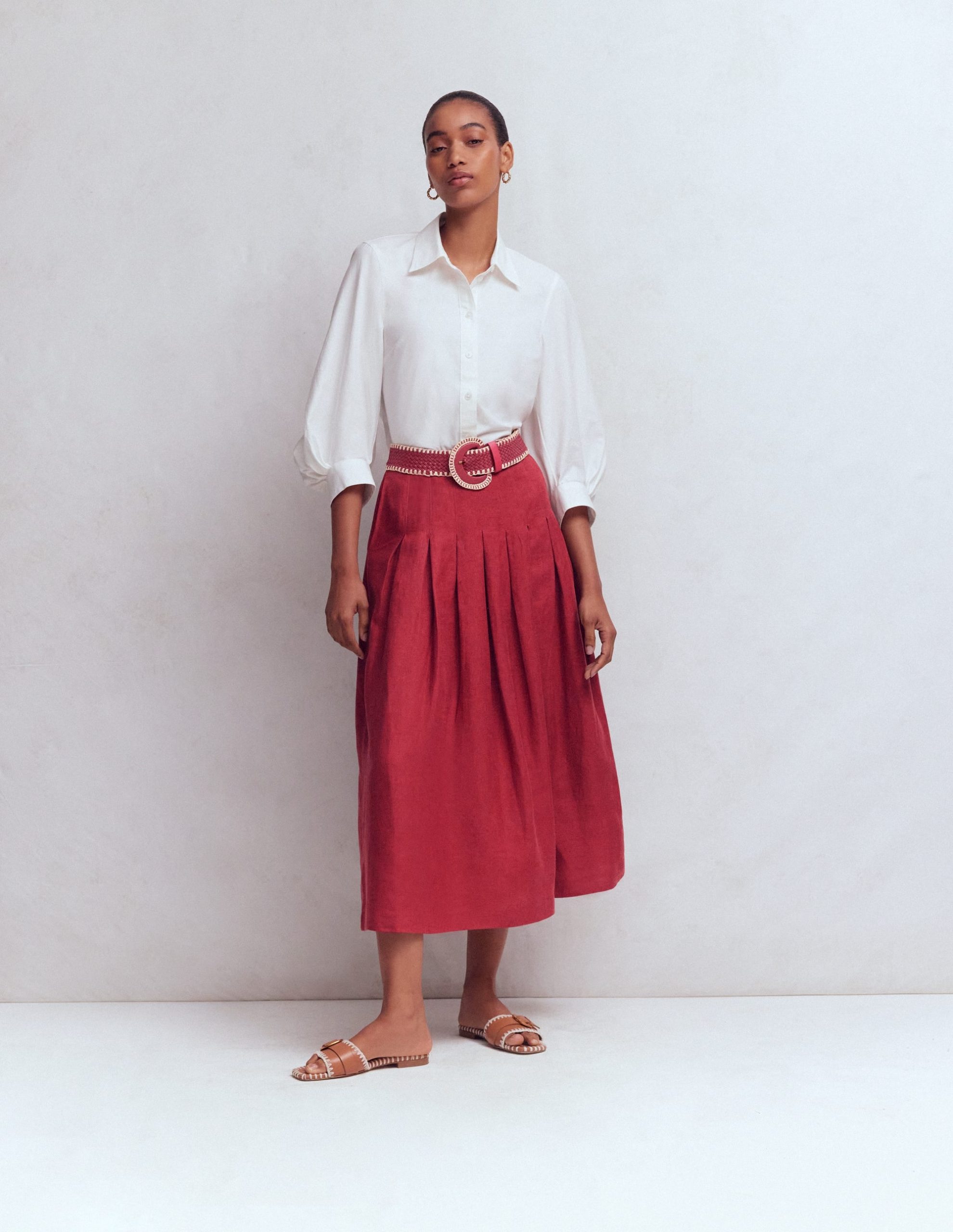 Valentina Linen Skirt-Rich Chestnut