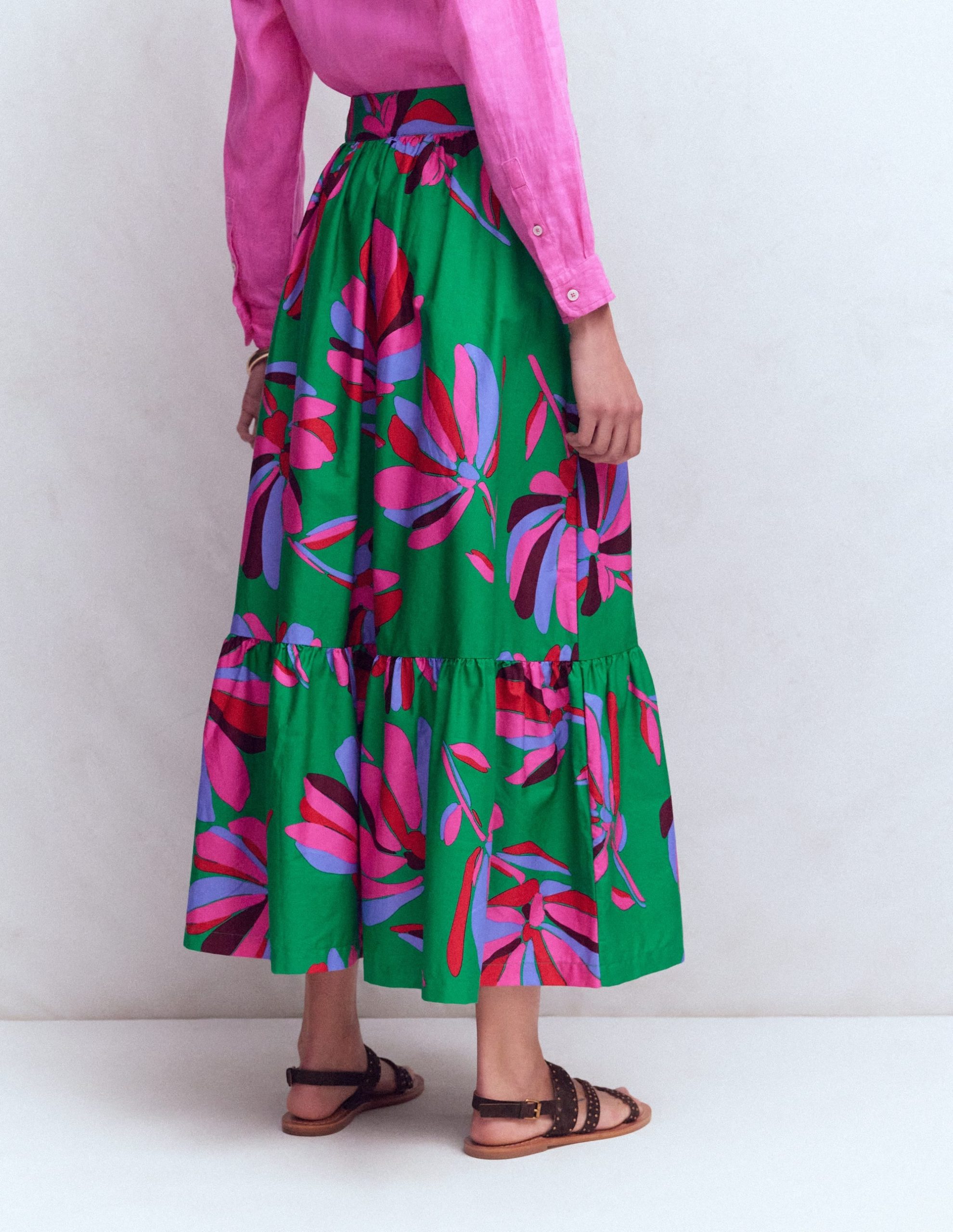 Abigail Poplin Maxi Skirt-Green. Daisy Cascade - Image 3