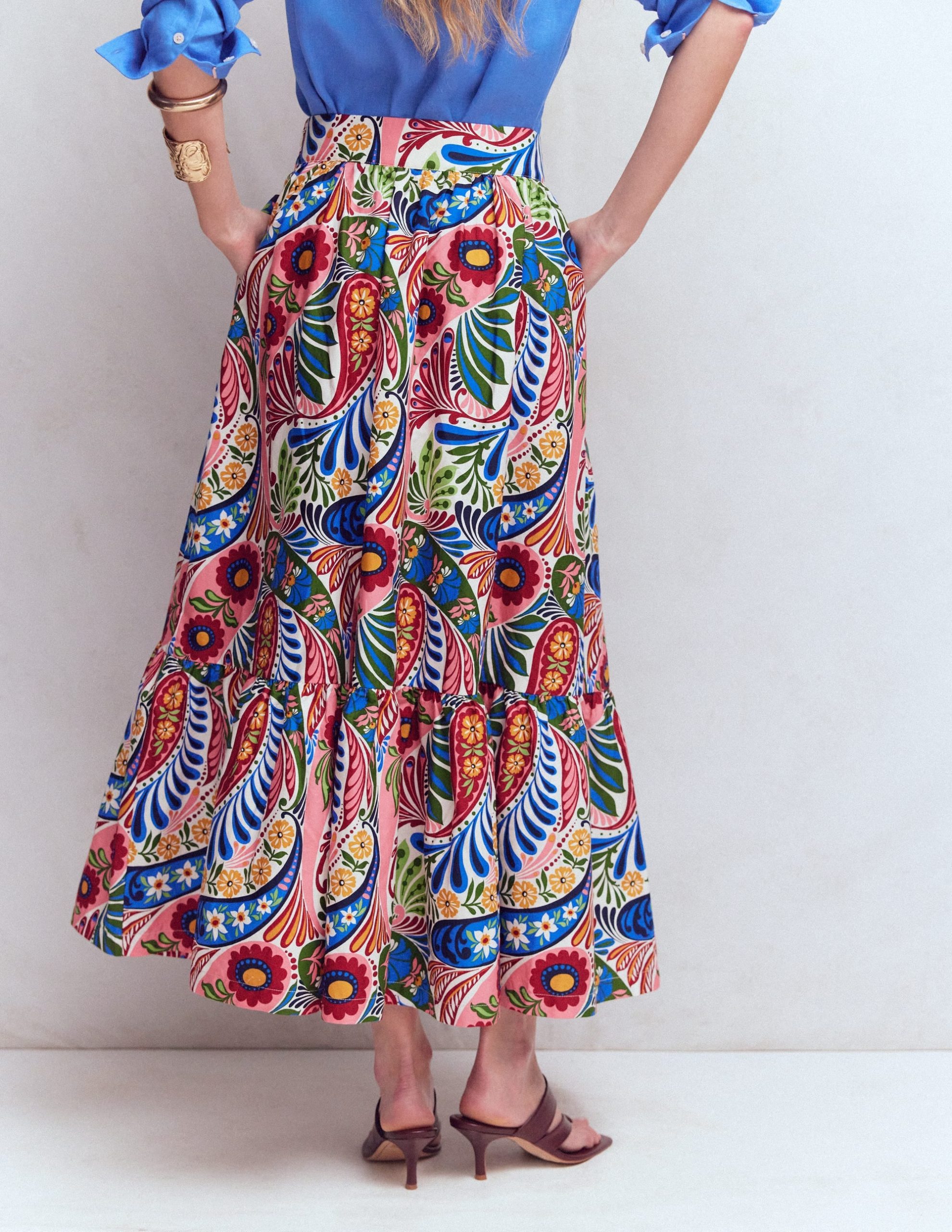 Abigail Poplin Maxi Skirt-Multi. Enchanted Paisley - Image 3