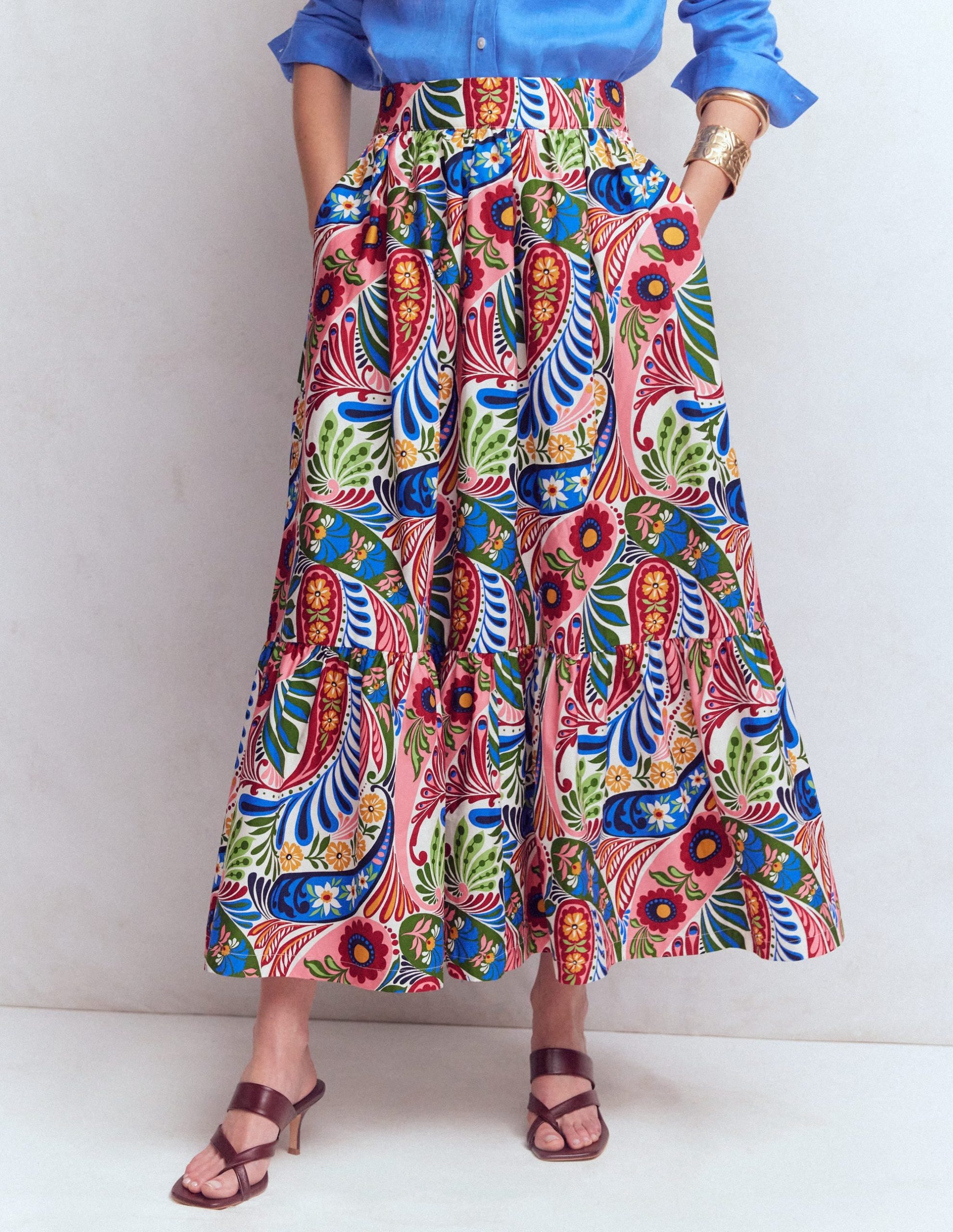 Abigail Poplin Maxi Skirt-Multi. Enchanted Paisley - Image 4