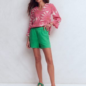 Pull On Double Cloth Shorts-Shamrock Green