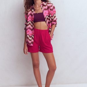 Pull On Double Cloth Shorts-Pomegranate