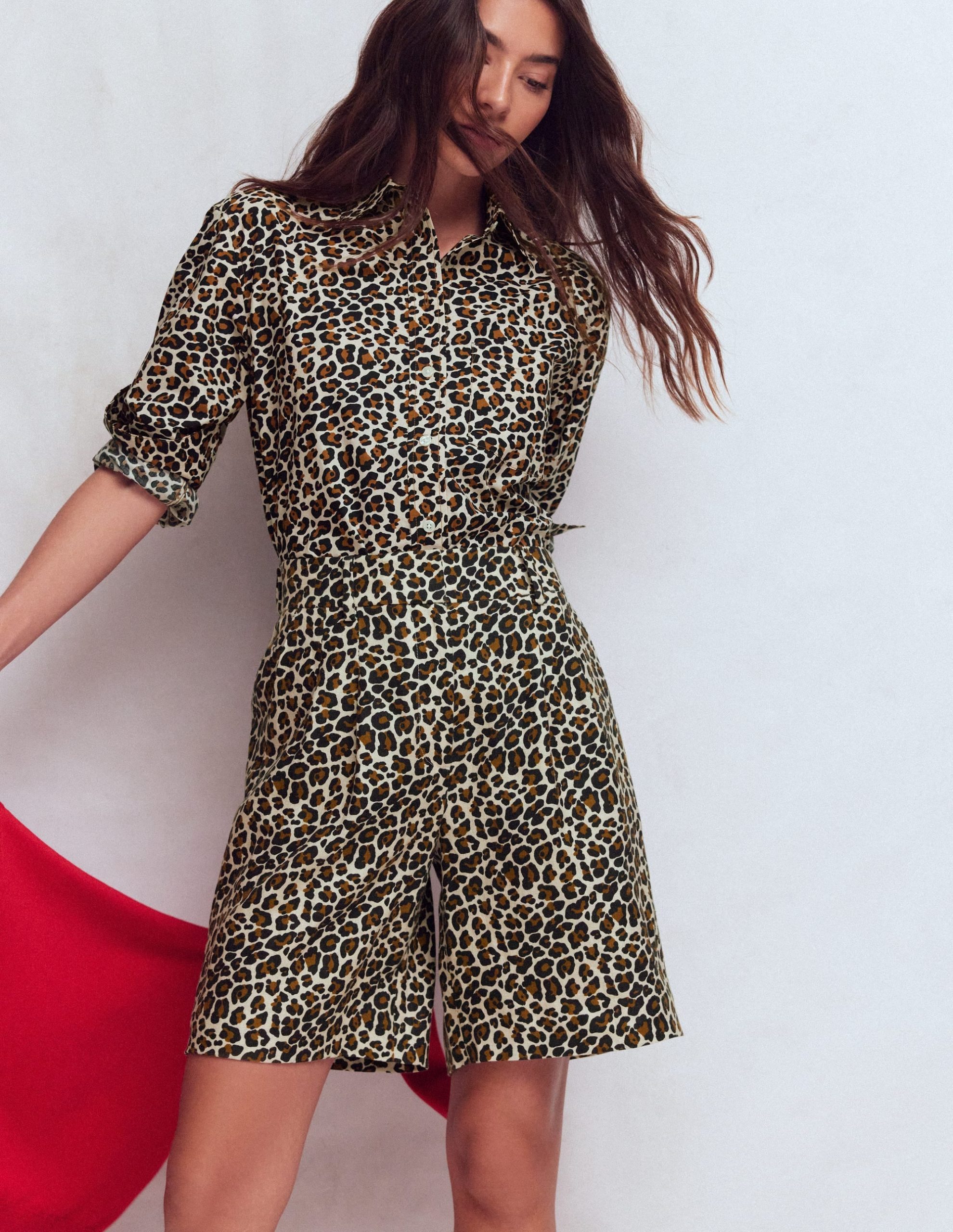 Kensington Linen Shorts-Almond Milk. Cheetah Pop - Image 4