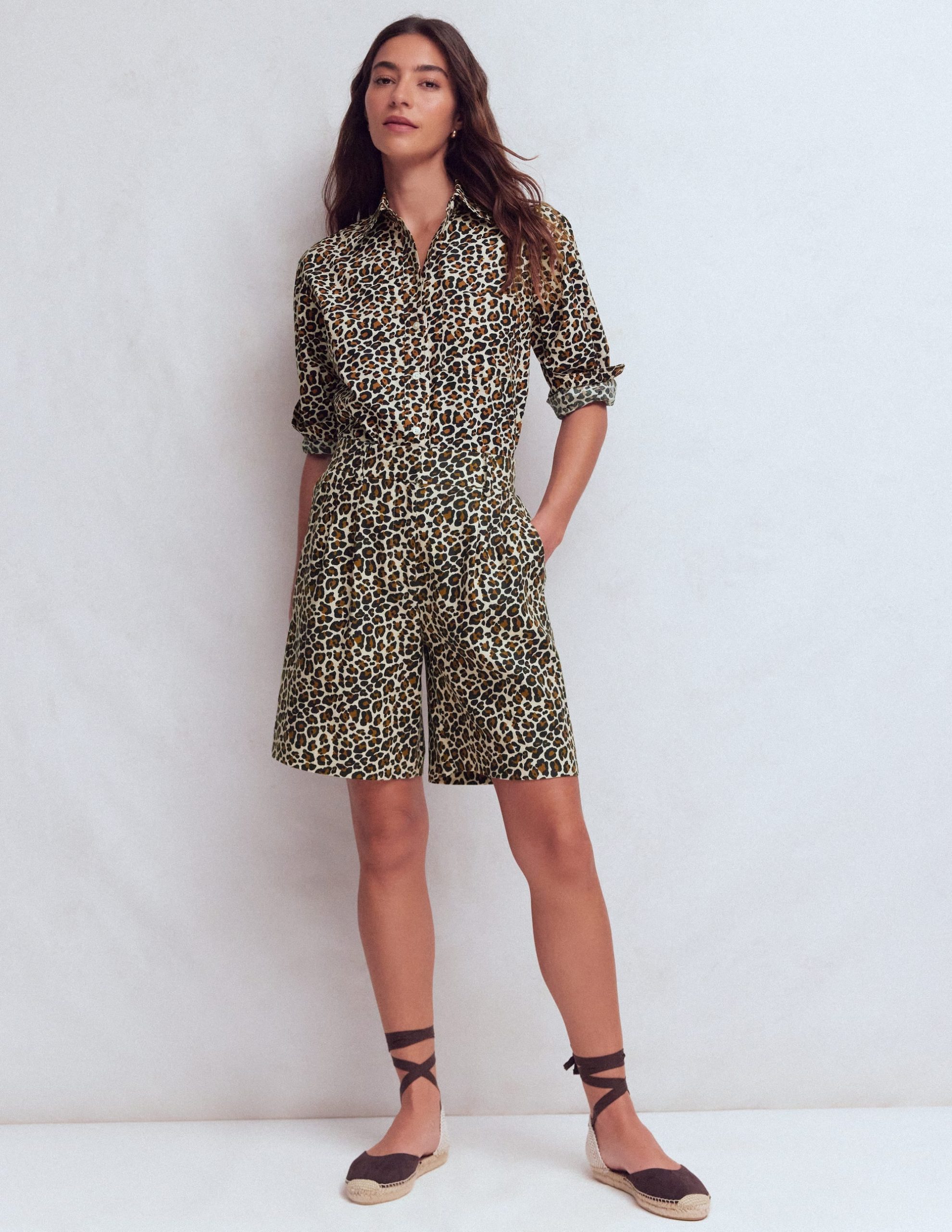 Kensington Linen Shorts-Almond Milk. Cheetah Pop - Image 6