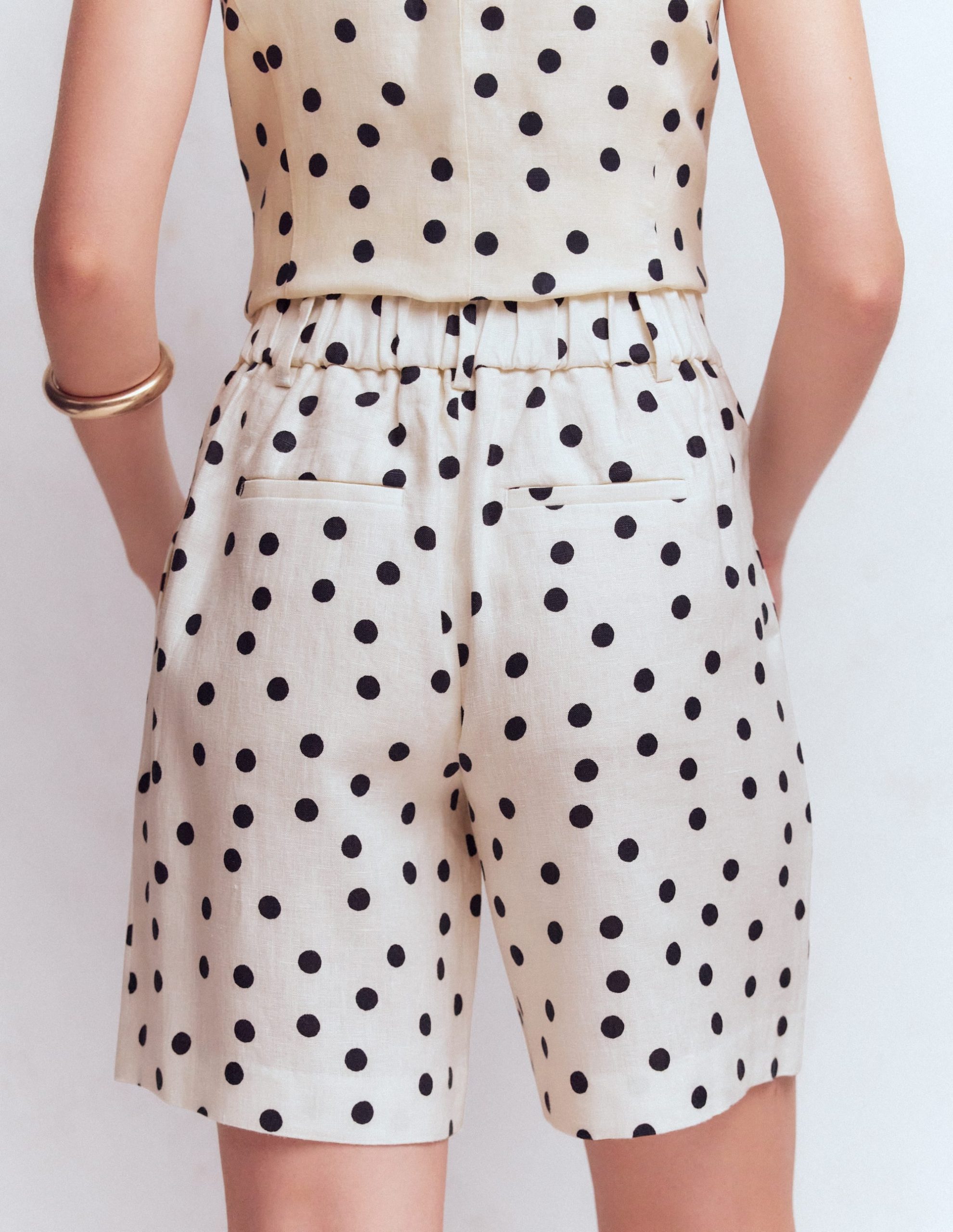 Kensington Linen Shorts-Ivory. Painted Dot - Image 3