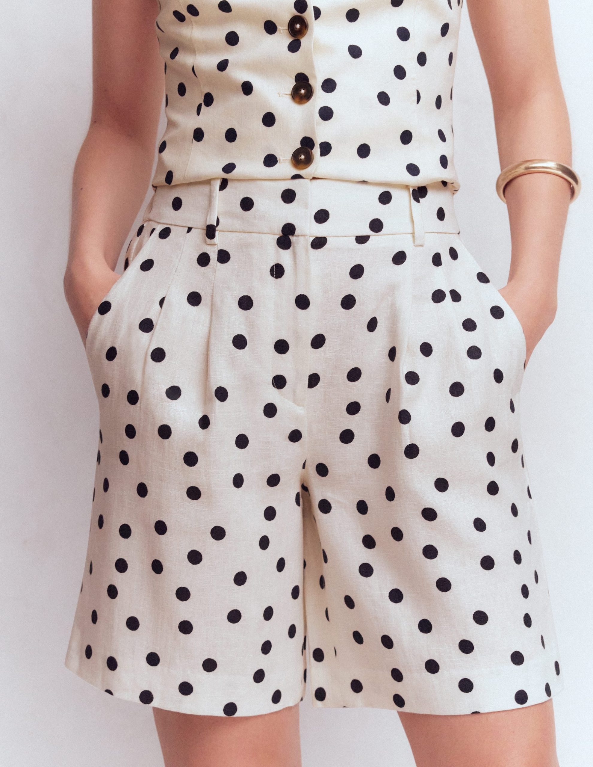 Kensington Linen Shorts-Ivory. Painted Dot - Image 5