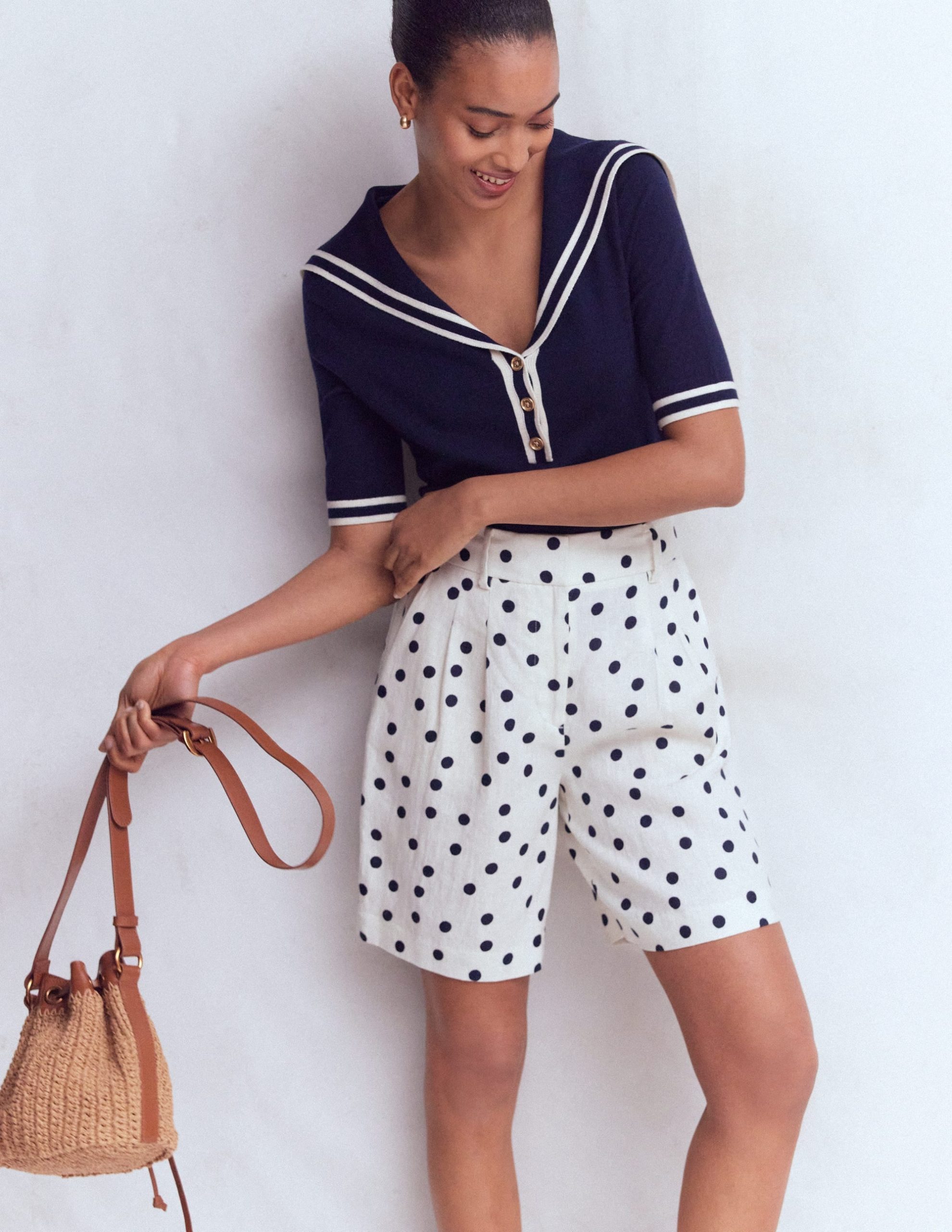 Kensington Linen Shorts-Ivory. Painted Dot - Image 6