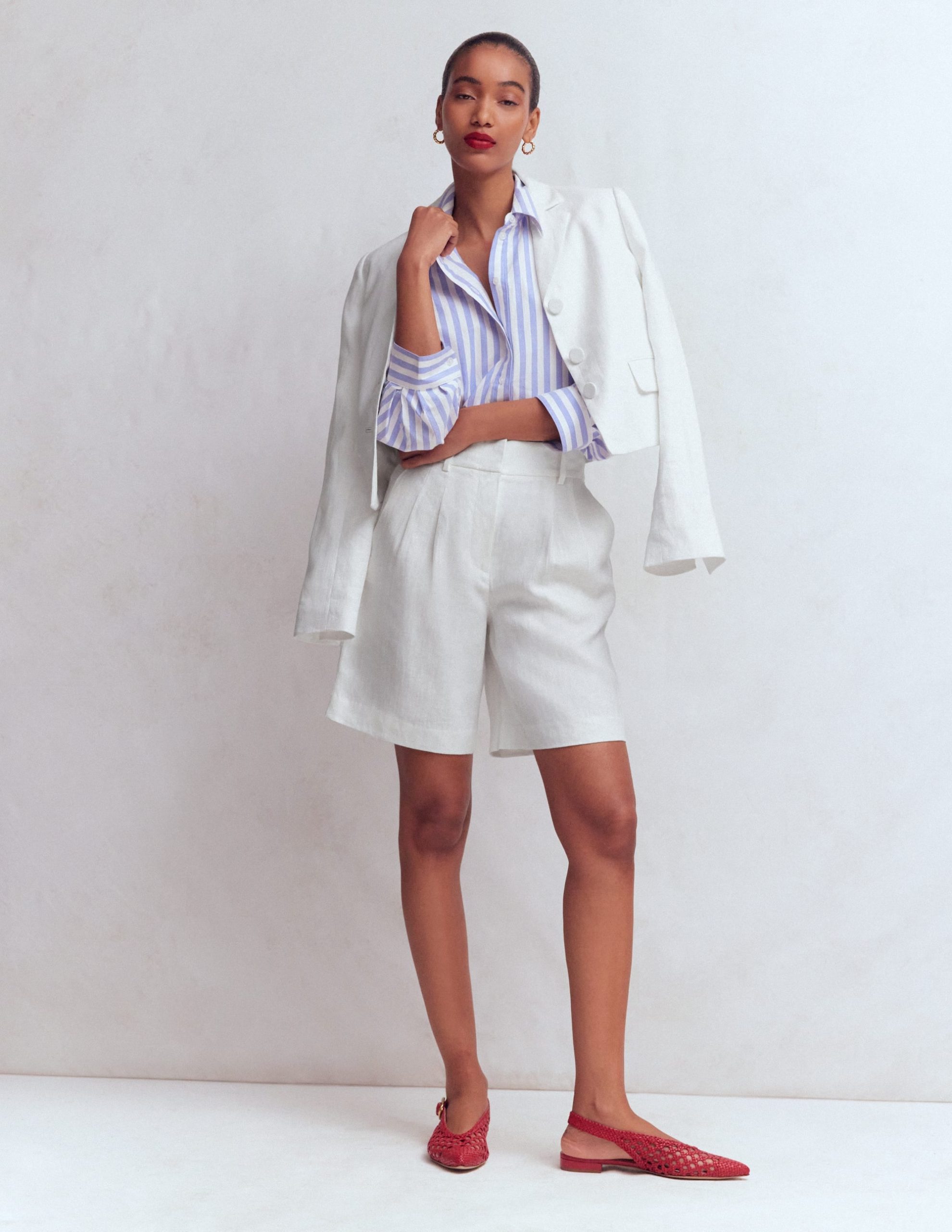 Kensington Linen Shorts-White - Image 5