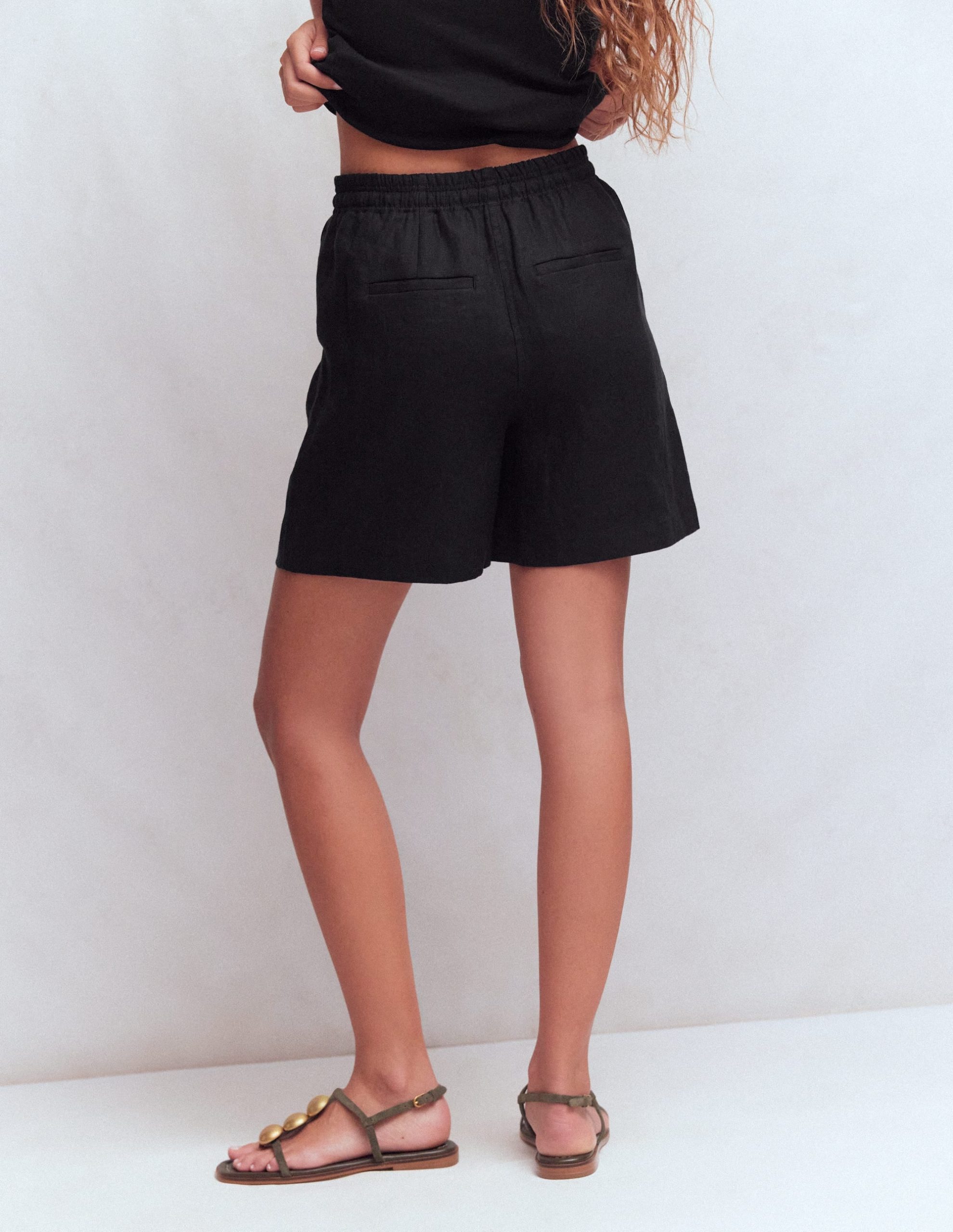 Islington Linen Shorts-Black - Image 3