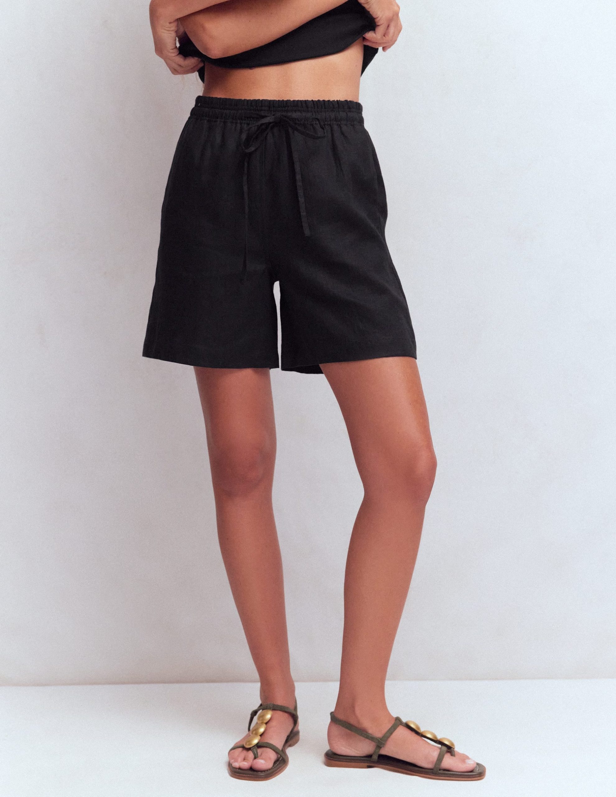 Islington Linen Shorts-Black - Image 4