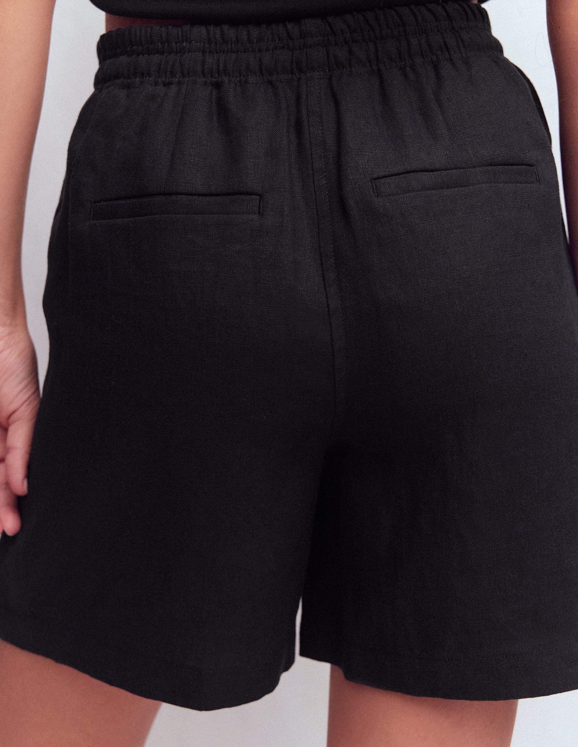 Islington Linen Shorts-Black - Image 5
