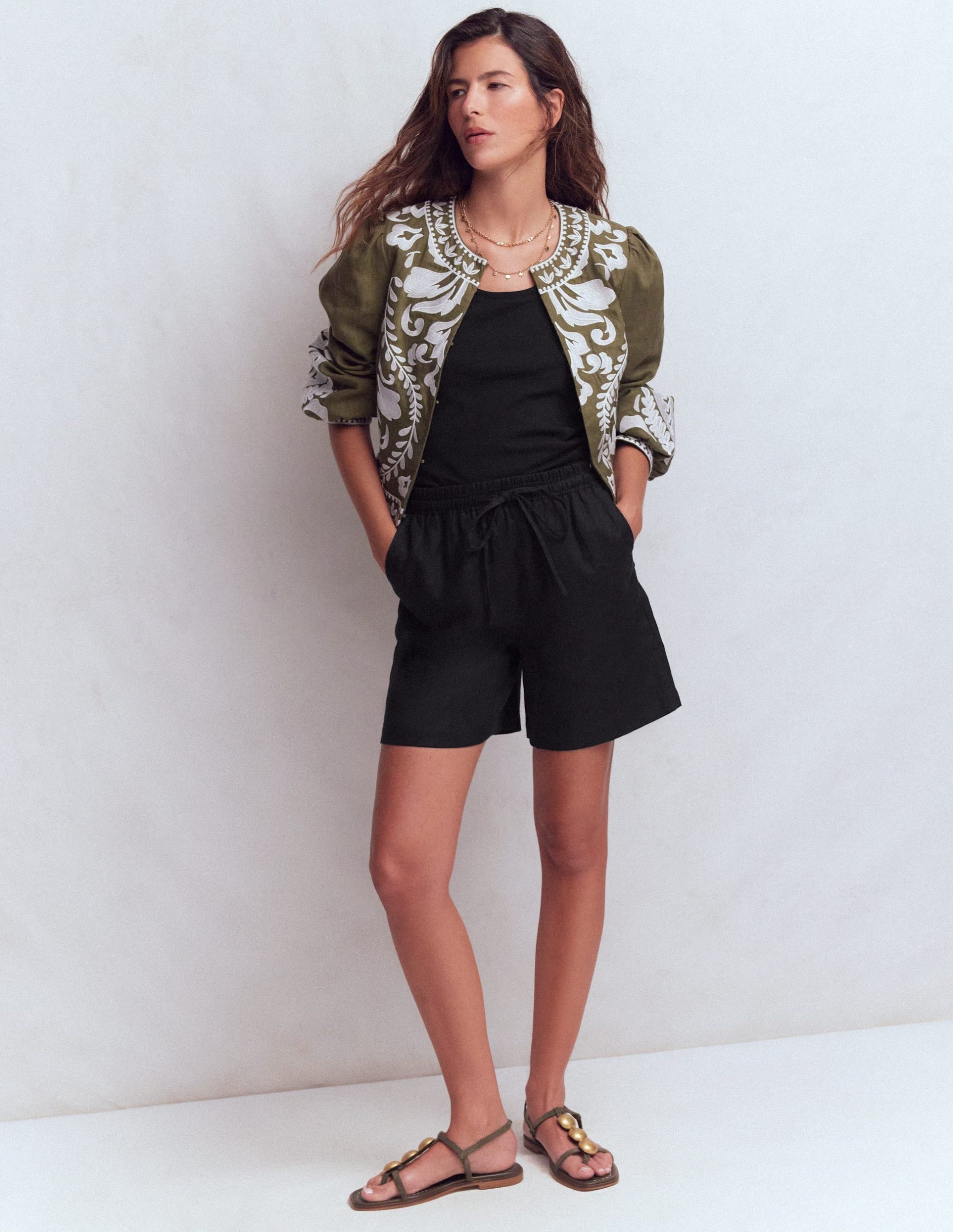Islington Linen Shorts-Black - Image 6